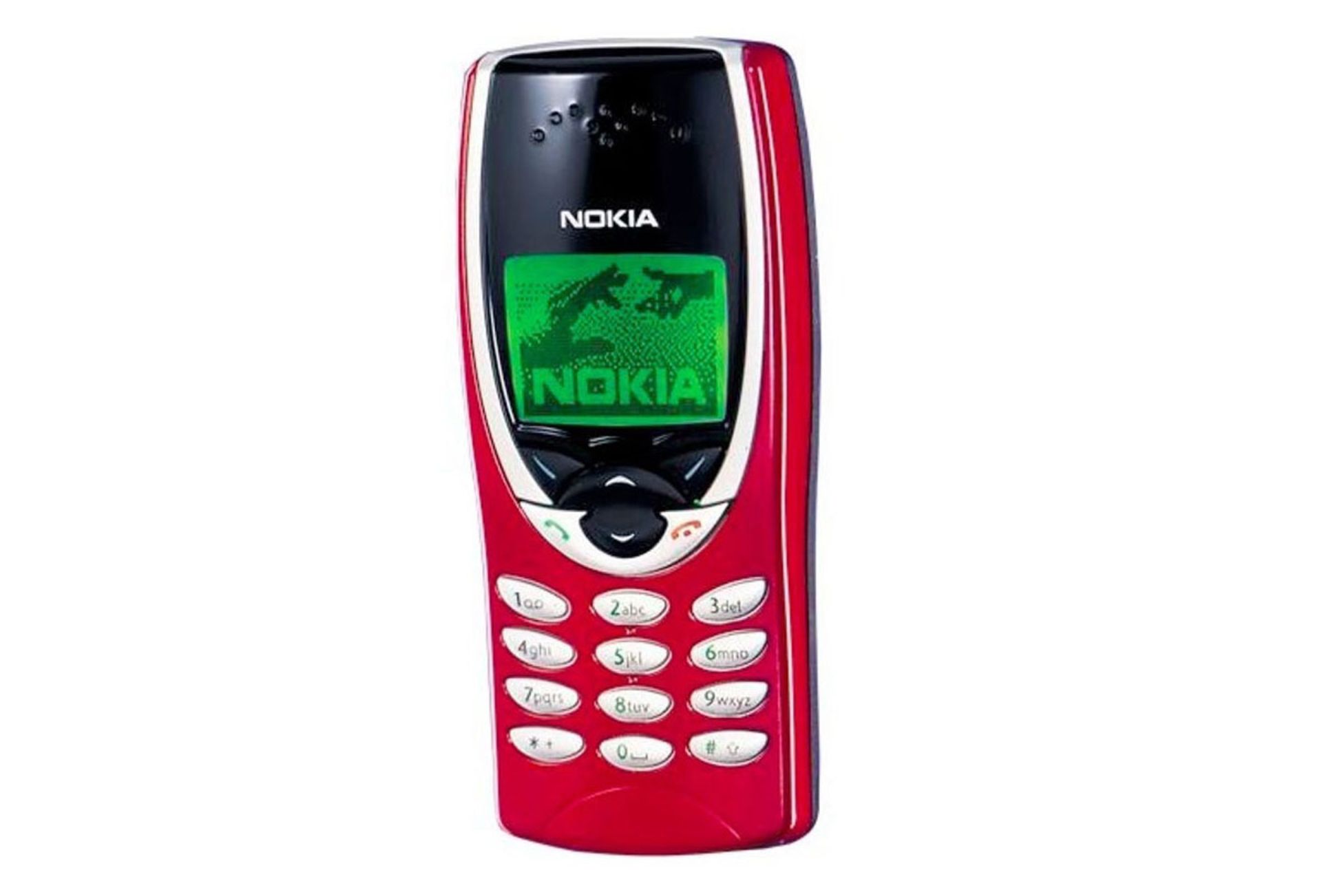 گوشی نوکیا 8210 با رنگ قرمز و صفحه نمایش سبزرنگ