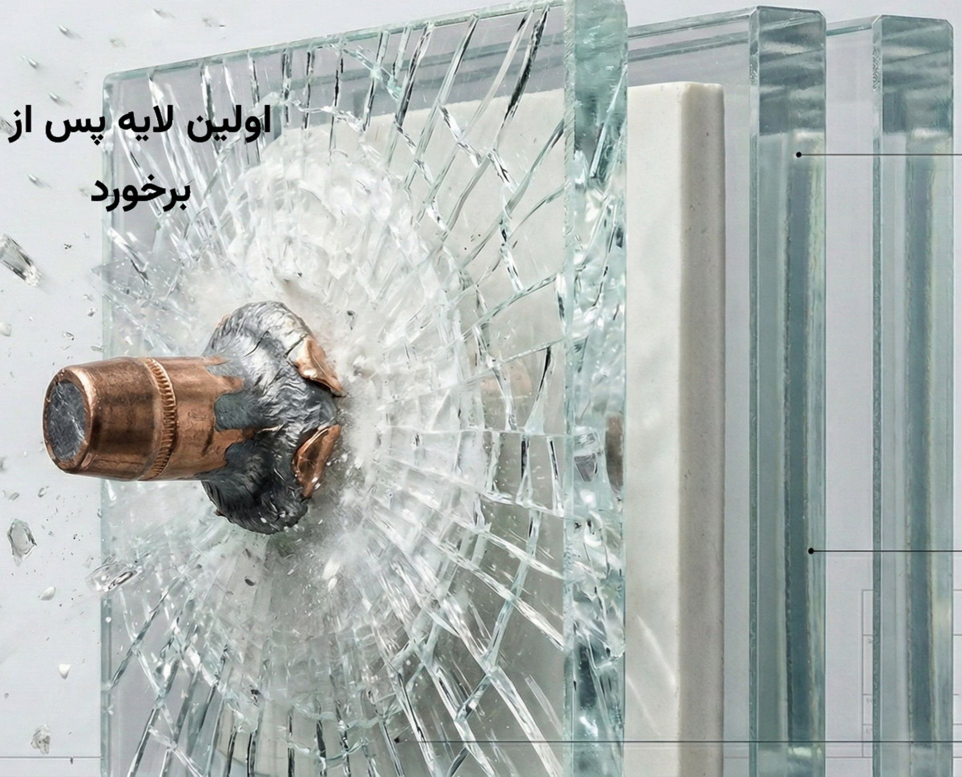 ترک خوردن شیشه پس از بزخورد گلوله