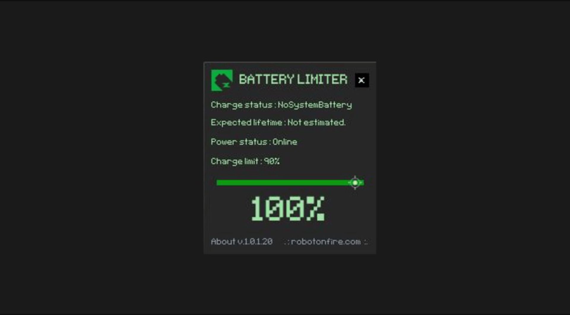 محیط کاربری Battery Limiter