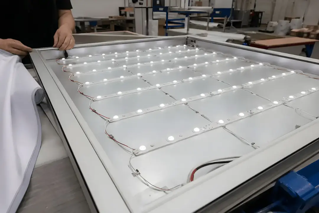 سیستم نورپردازی LED داخل لایت باکس فریم لس