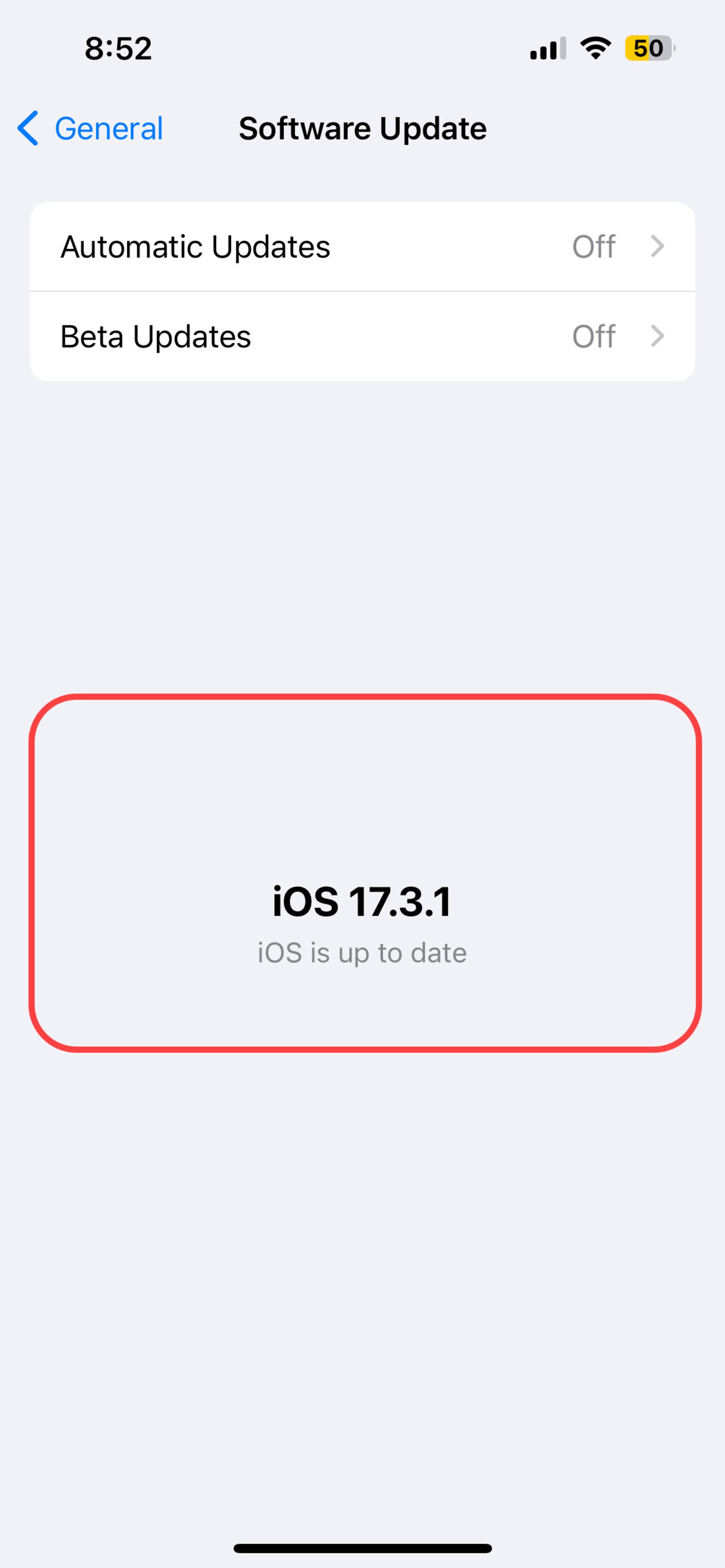 پیام به‌روزرسانی iOS