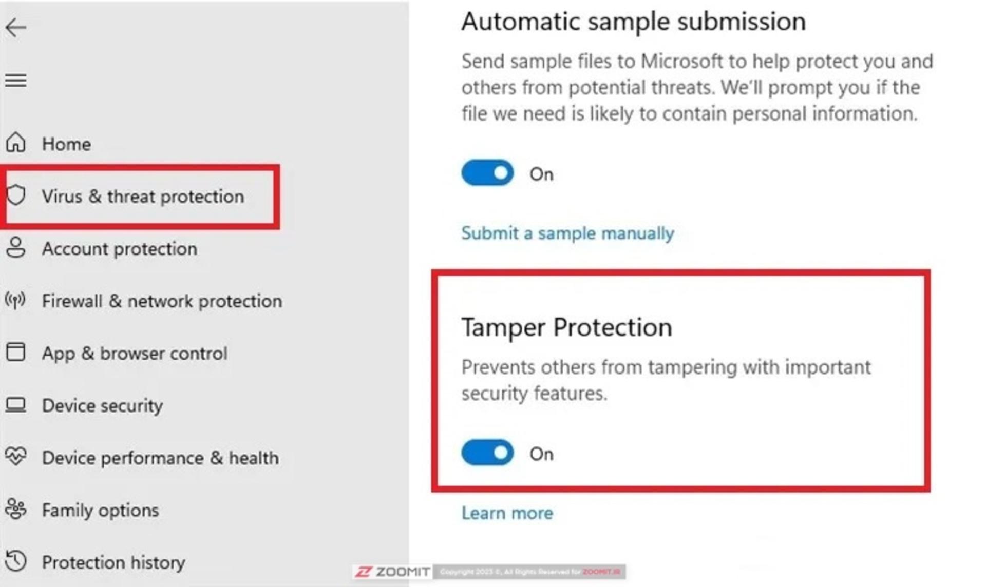 فعال‌کردن Tamper protection در ویندوز