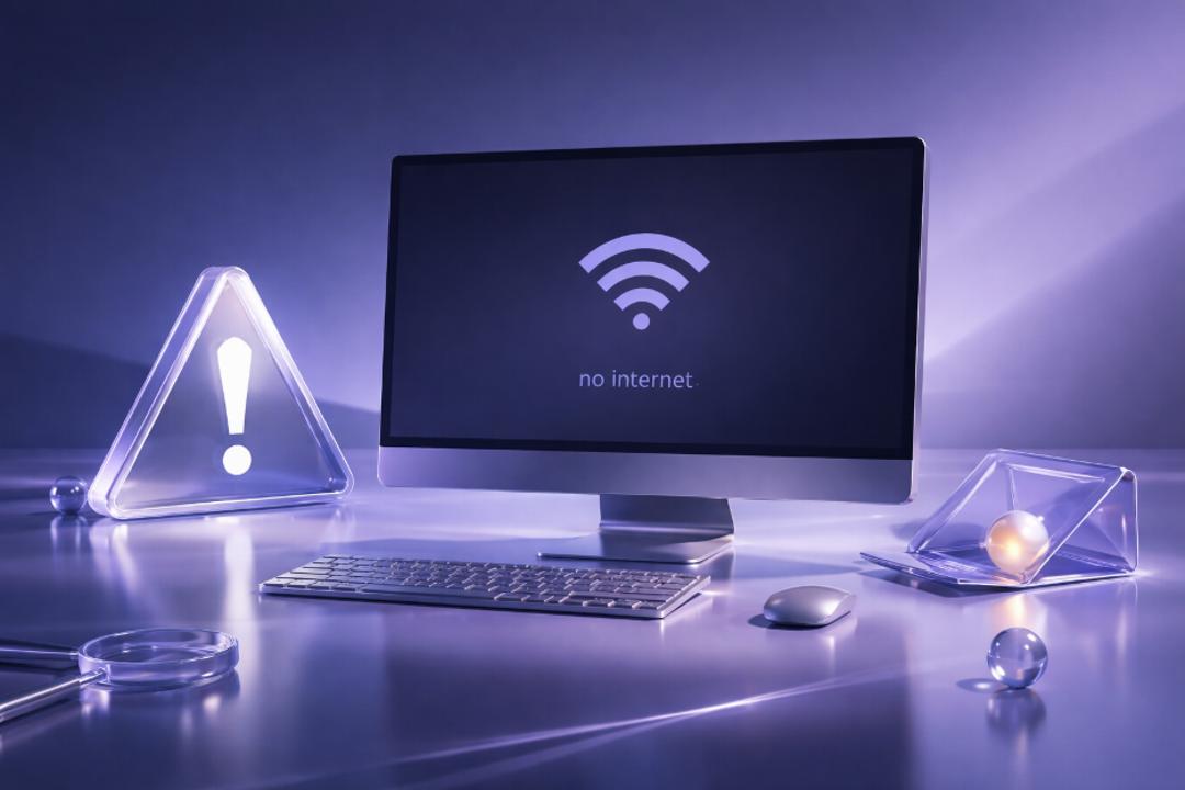 پیام قطعی اینترنت دوی صفحه مانیتور