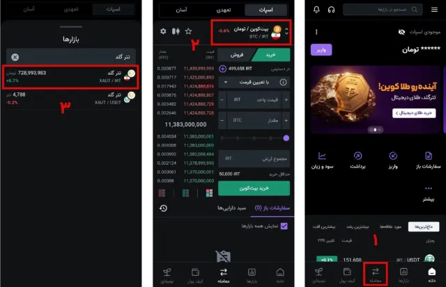 مراحل خرید طلا در طلاکوین نوبیتکس