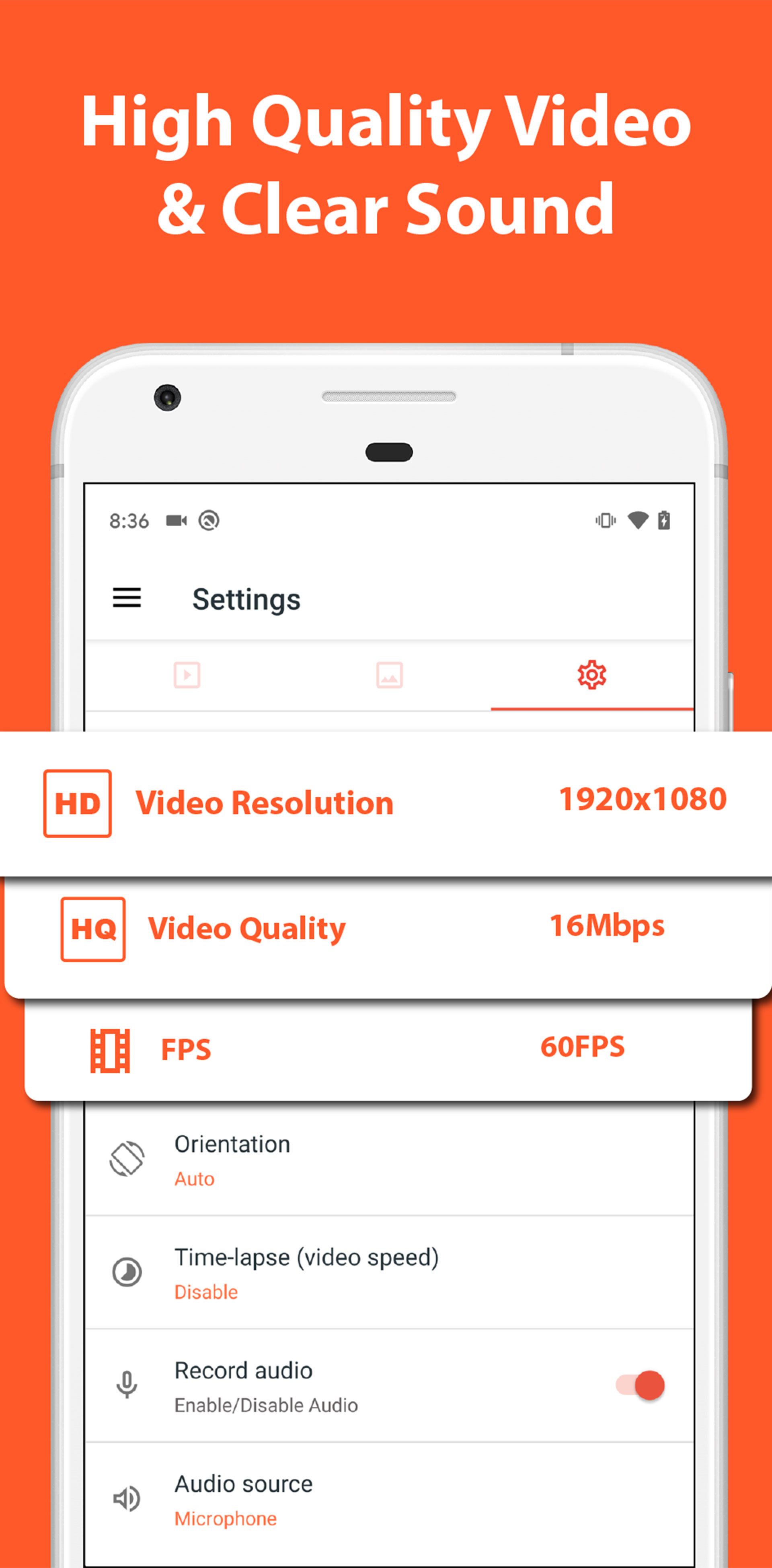 منویی حاوی اطلاعات مختلف در اپ Az Screen Recorder