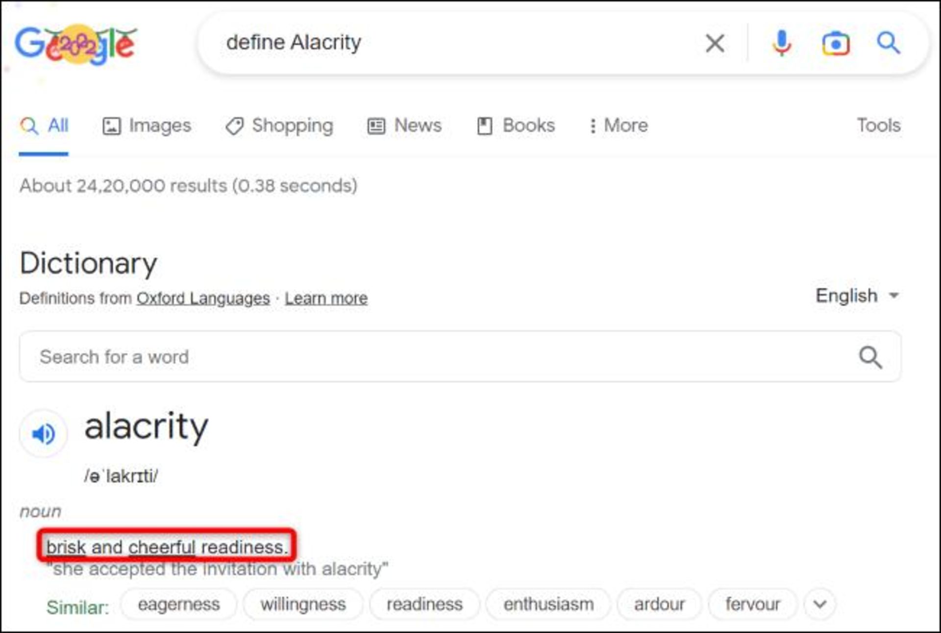 قابلیت تعریف کلمات در گوگل