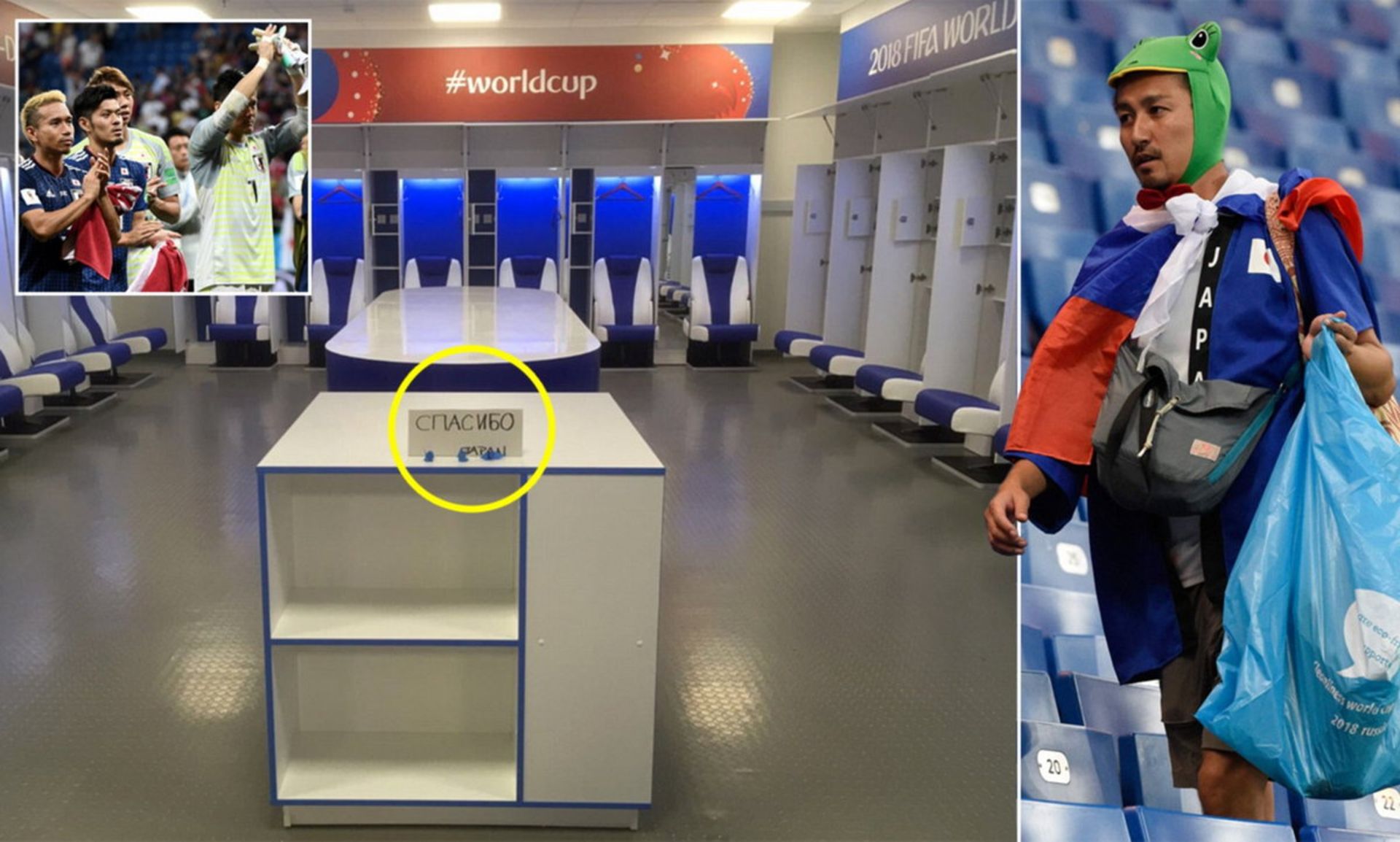 تمیزکاری ژاپنی‌ها پس از شکست در جام‌جهانی ۲۰۱۸