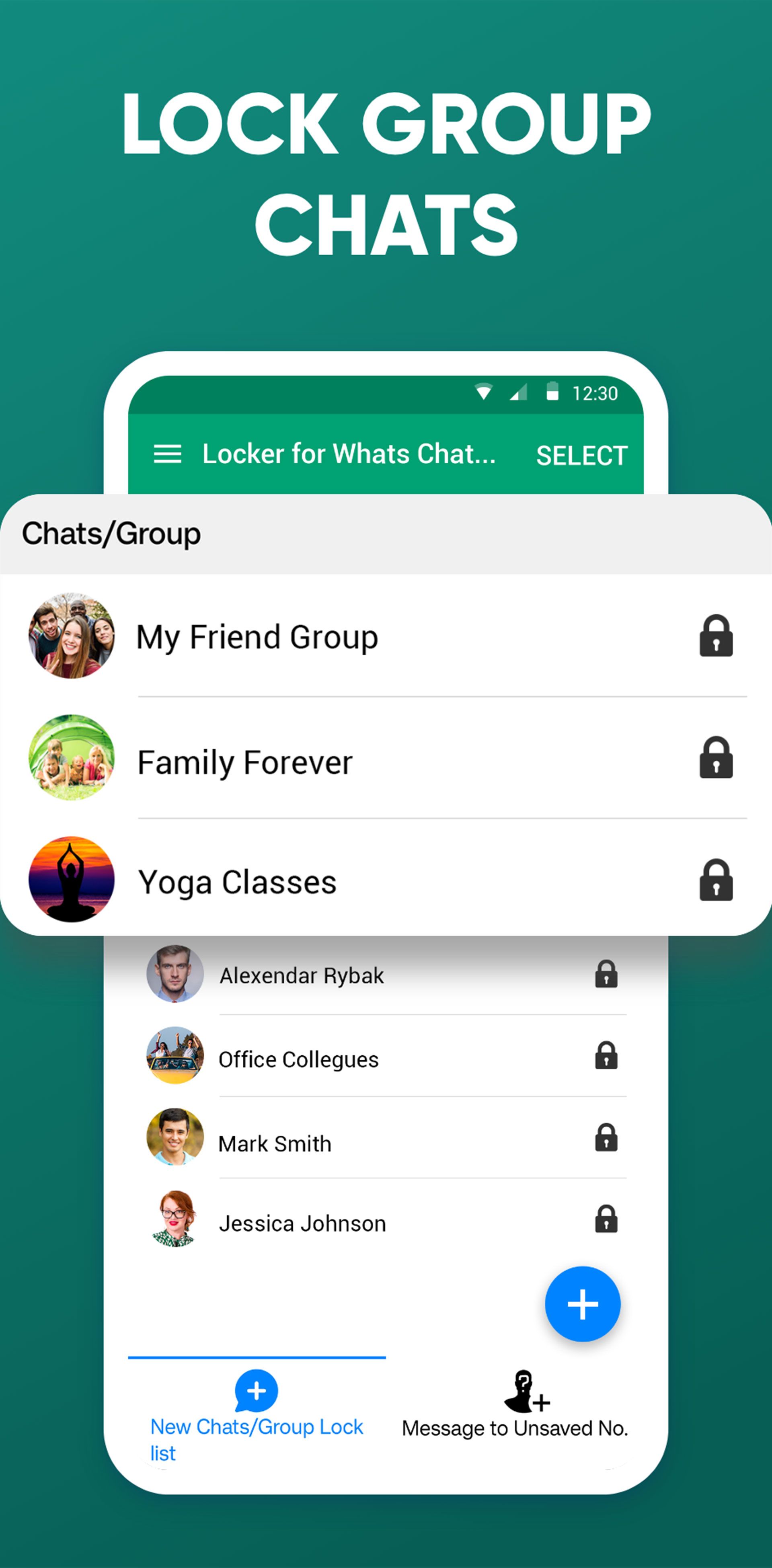 منوی پاپ آپ حاوی چت های قفل شده در Locker for Whats Chat App