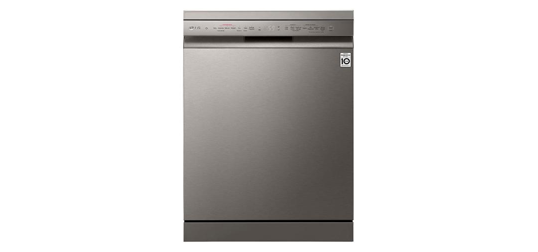 ماشین ظرفشویی ال جی QuadWash مدل DFC532FP به رنگ نقره ای از نمای روبه‌رو