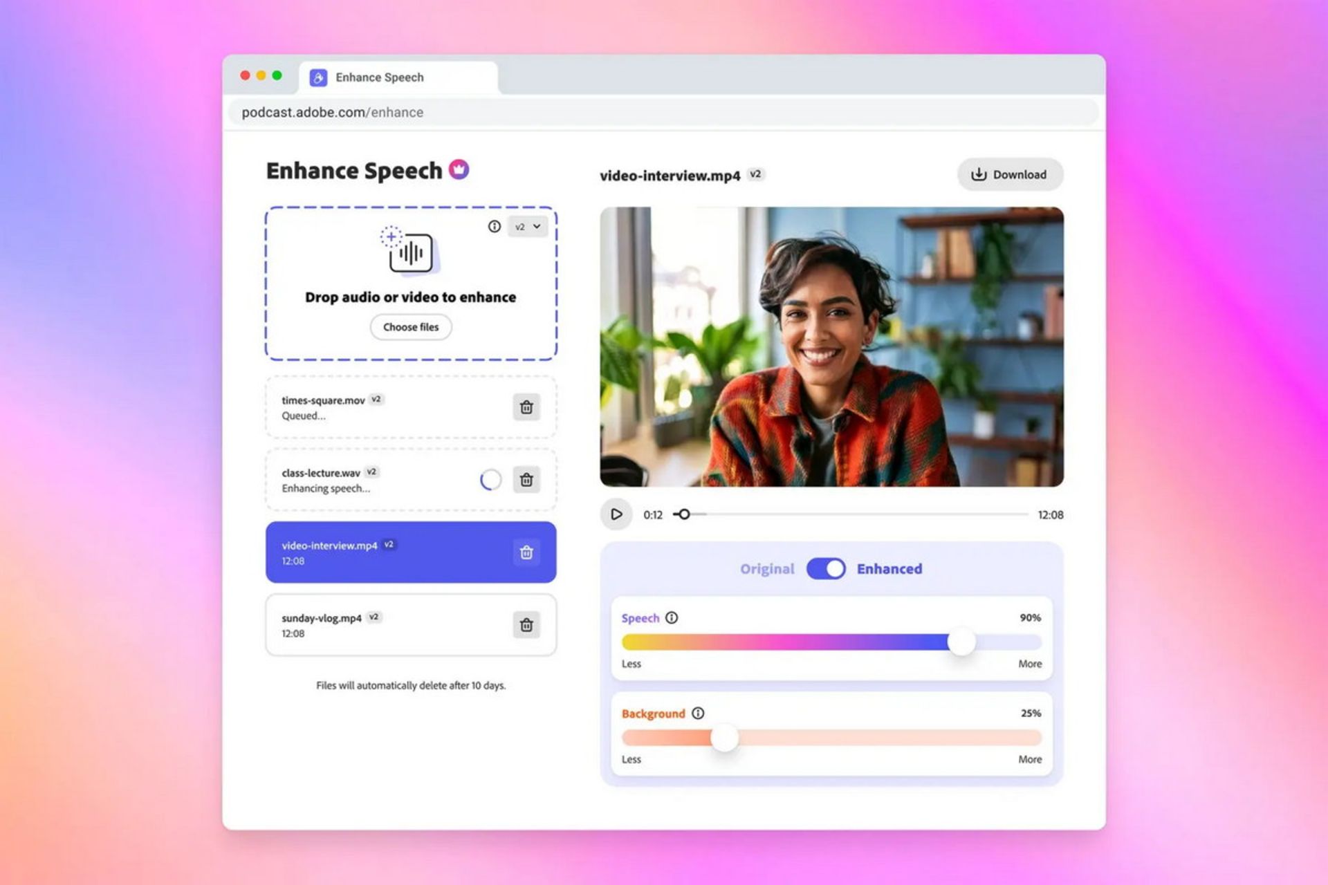ابزارهای صوتی پادکست Adobe Podcast Enhance Speech