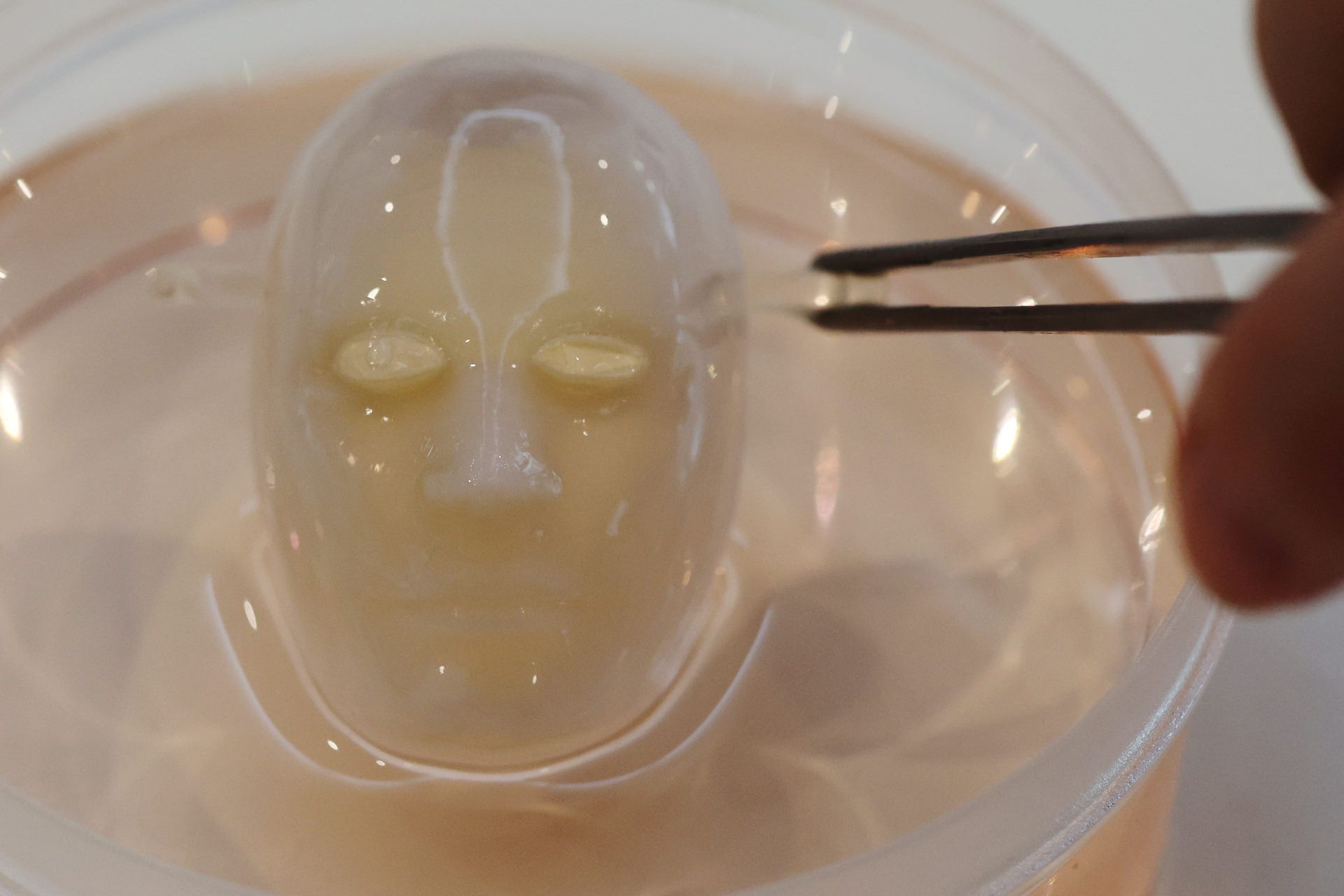 چهره شبح‌وار ساخته شده از قالب بافت پوست انسان 