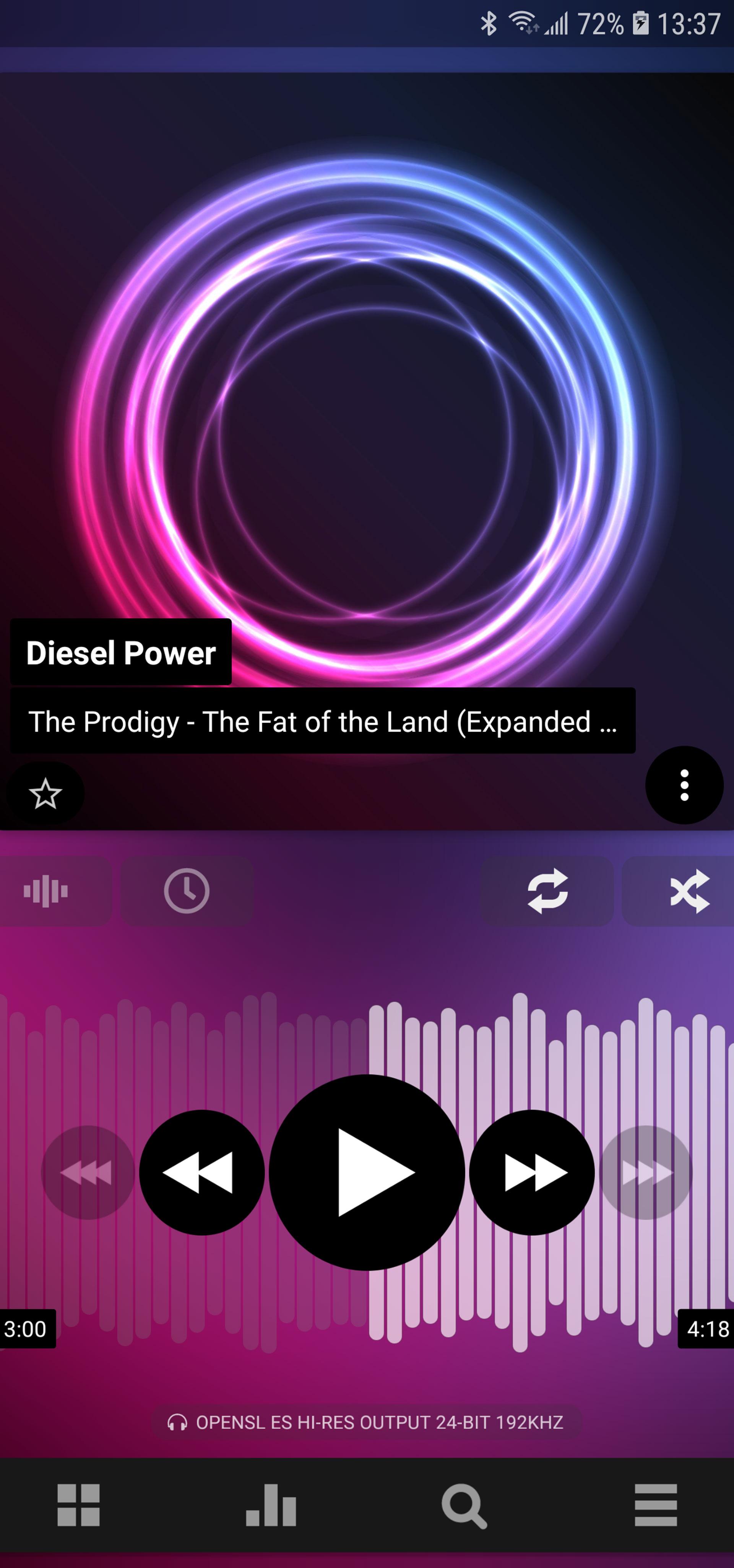 موزیک در حال بخش در Poweramp
