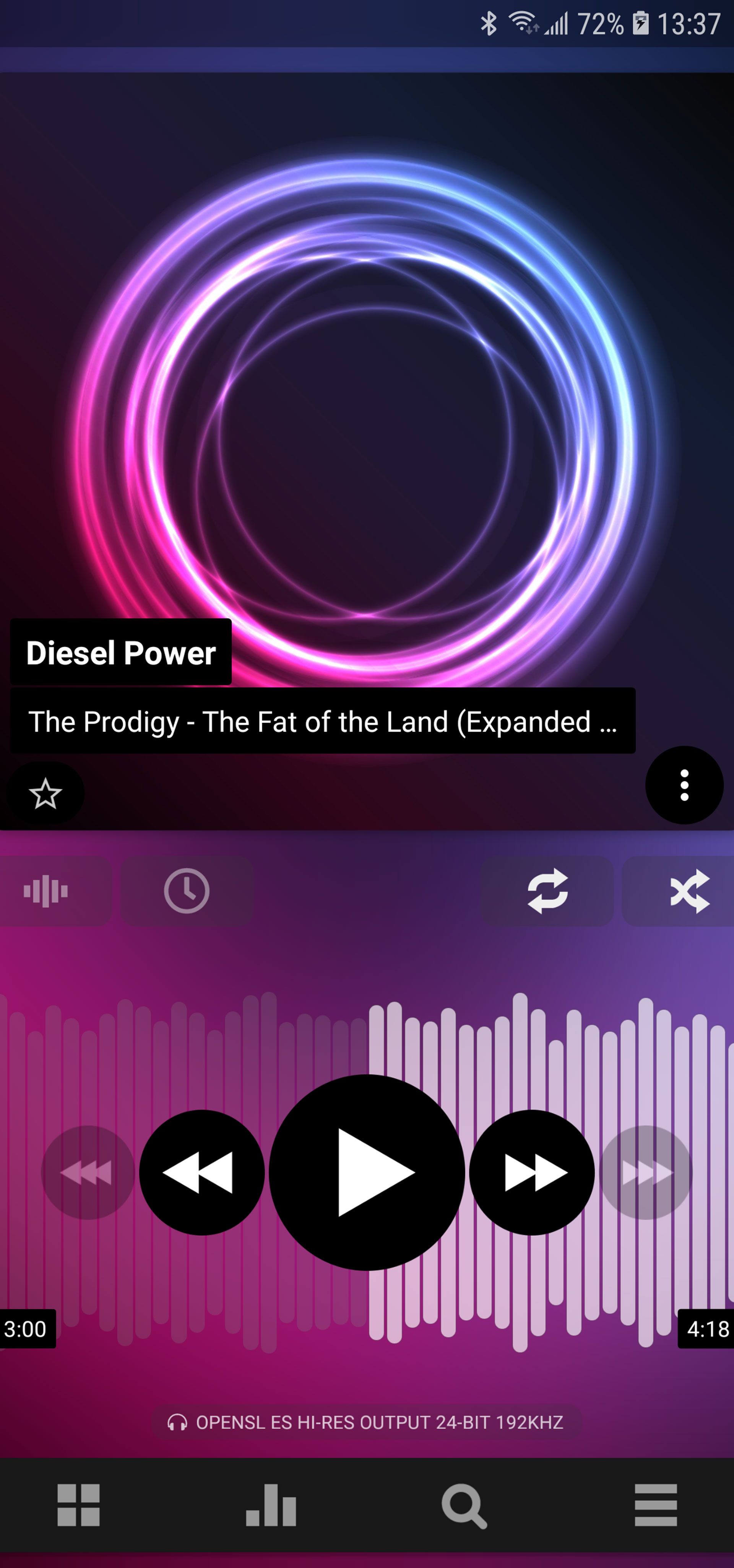 موزیک در حال بخش در Poweramp