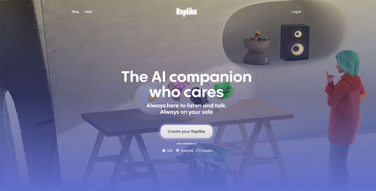 Replika personal assistant home page