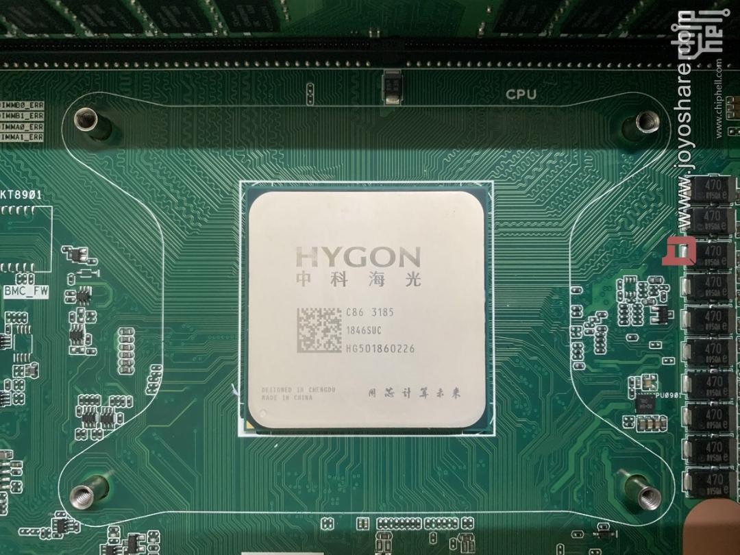 پردازنده‌ی Hygon c86 3185 لحیم شده روی بورد