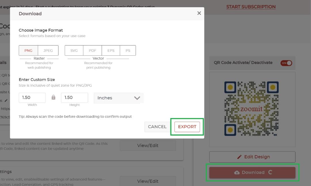 روند طراحی کد با استفاده از یک تولیدکننده QR کد