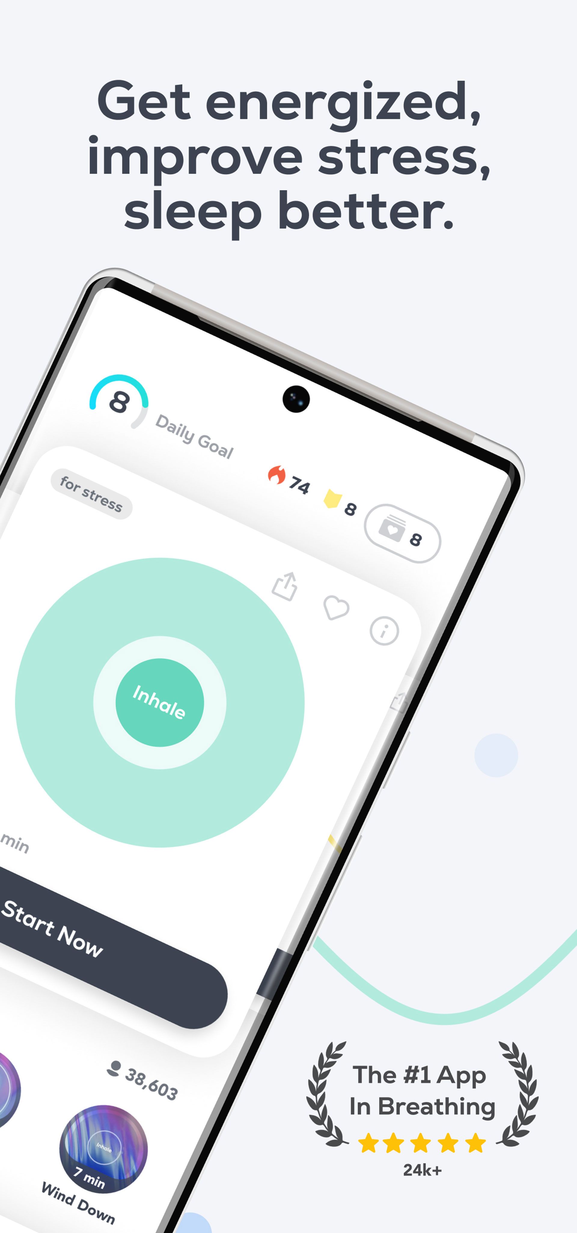 نمایش اسکرین شاتی از قابلیت تنفس Breathwrk
