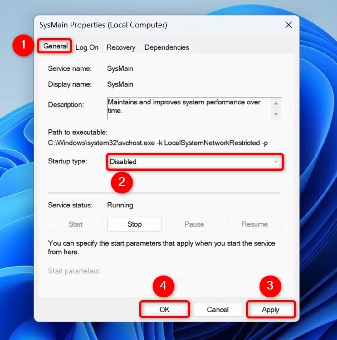 غیرفعال سازی سرویس SysMain برای دسترسی بیشتر برنامه ها به حافظه رم