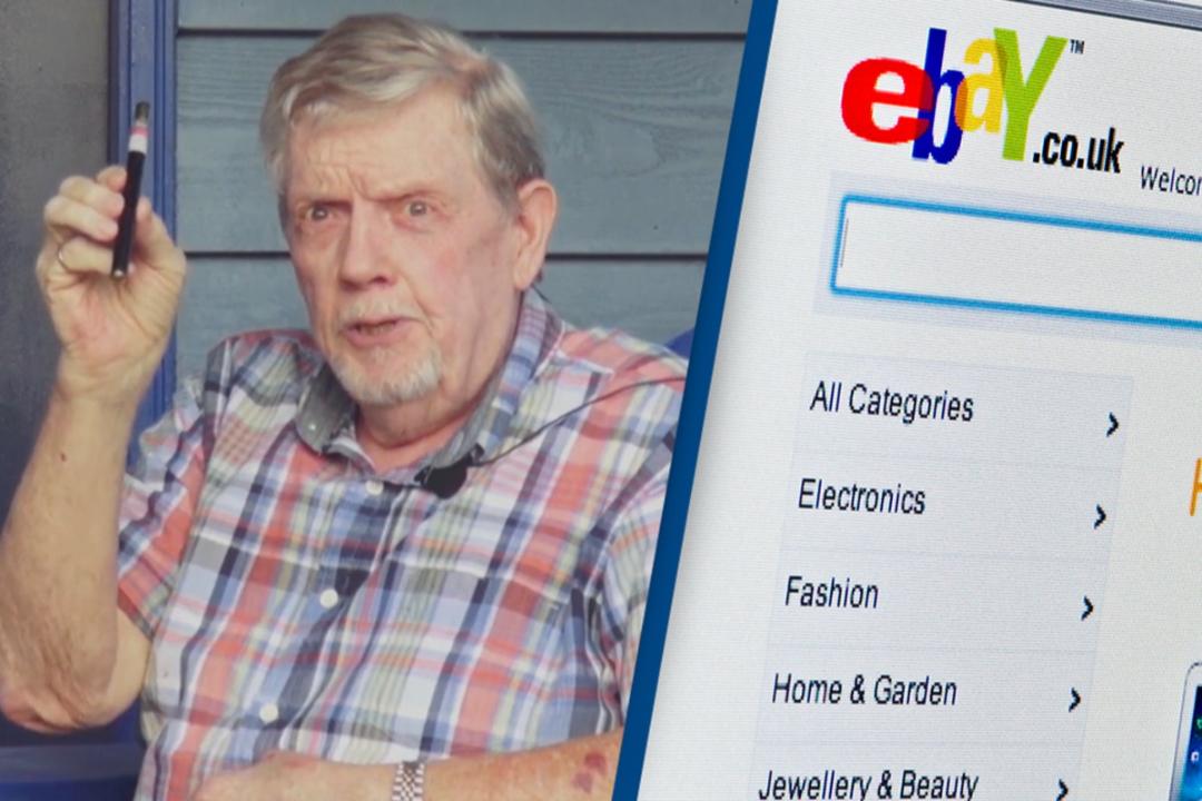 مارک فریزر اولین مشتری ebay که قلم لیزر پوینتر را خرید در کنار منوی کناری سایت 