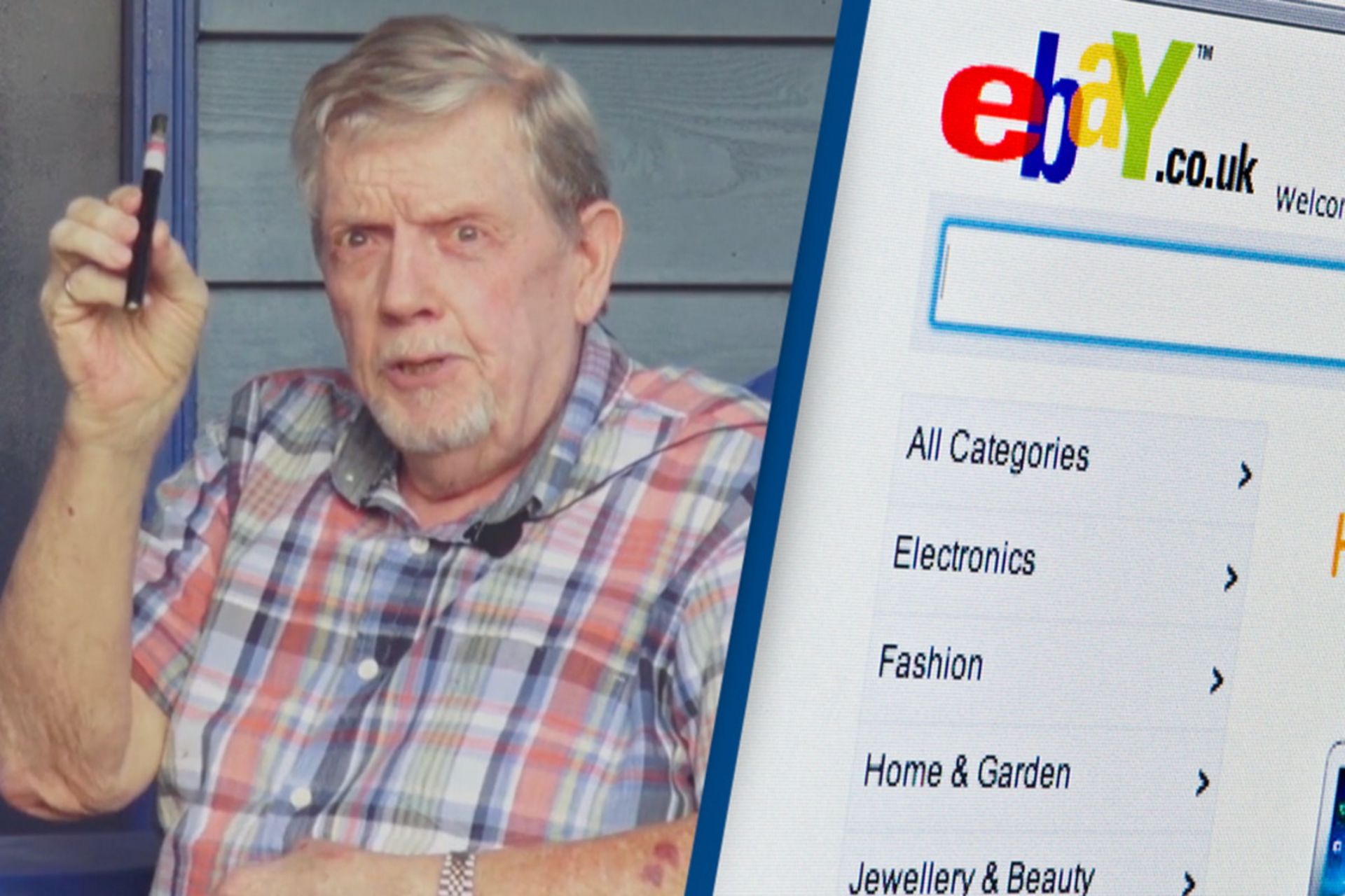 مارک فریزر اولین مشتری ebay که قلم لیزر پوینتر را خرید در کنار منوی کناری سایت 