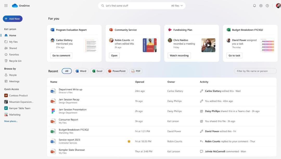 نمای جدید نسخه وب OneDrive