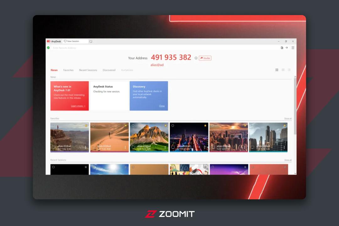 محیط نرم افزار Anydesk 