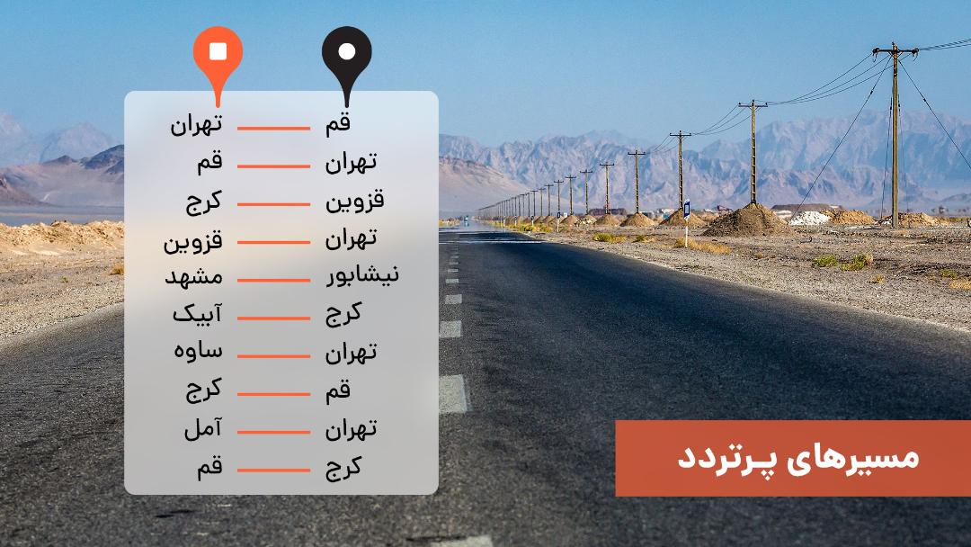 مسیرهای پرتردد بین شهری در تپسی