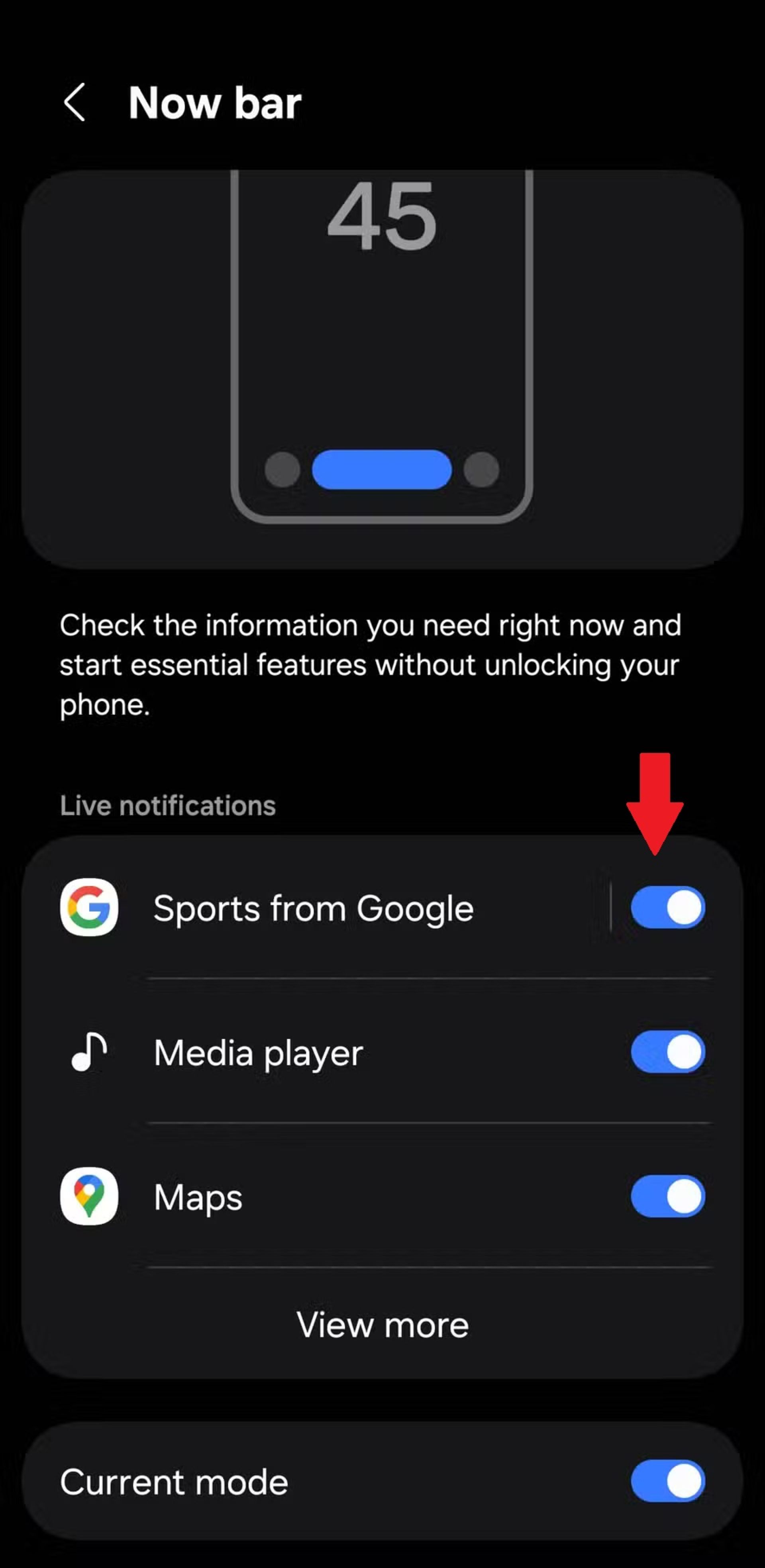 شخصی‌سازی نوار Now