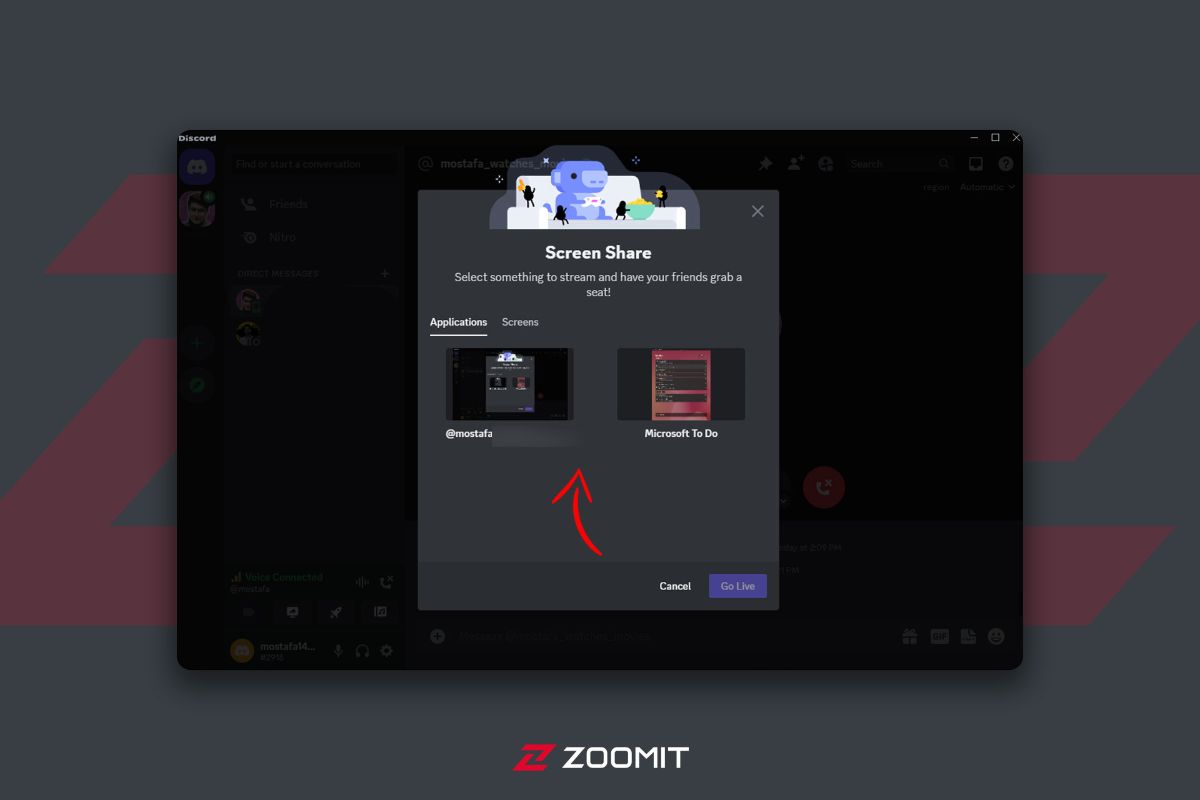 Different screen sharing windows in Discord