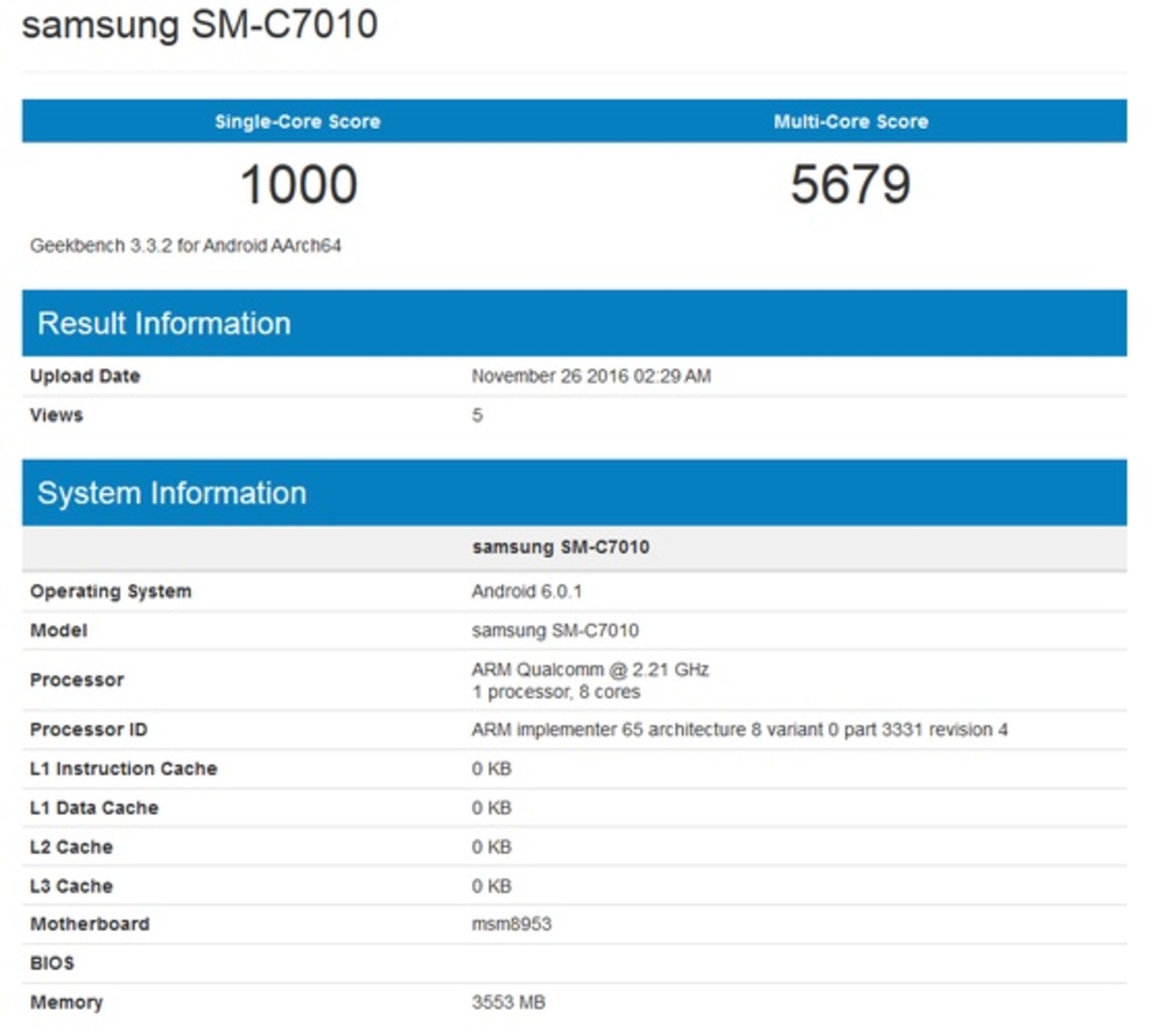 C7 Pro Geekbench
