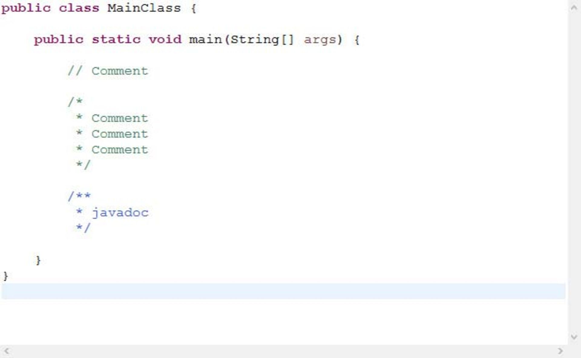 comment-in-java