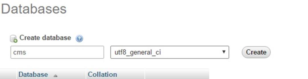 creating mysql db