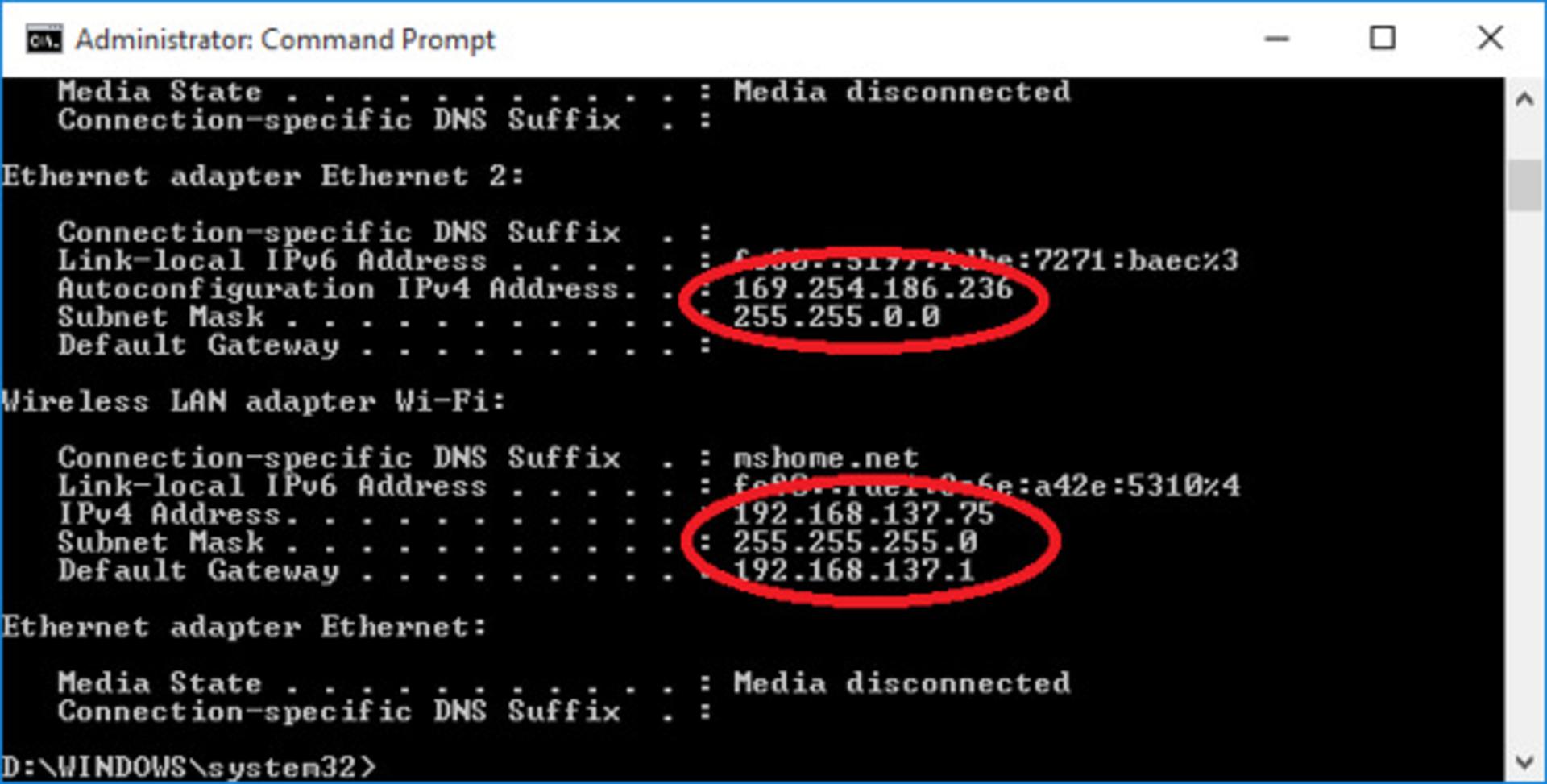 ipconfig