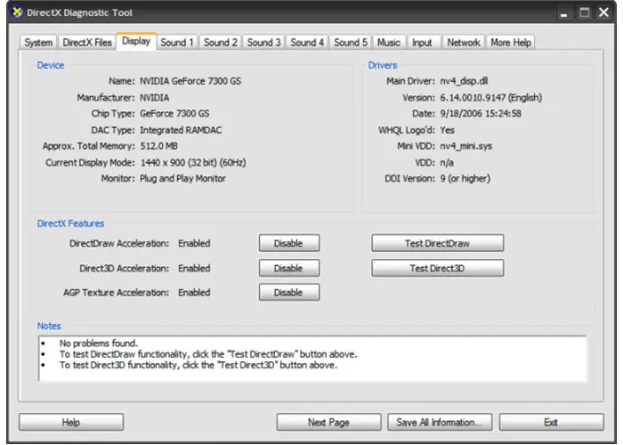 ابزار DirectX Diagnostic