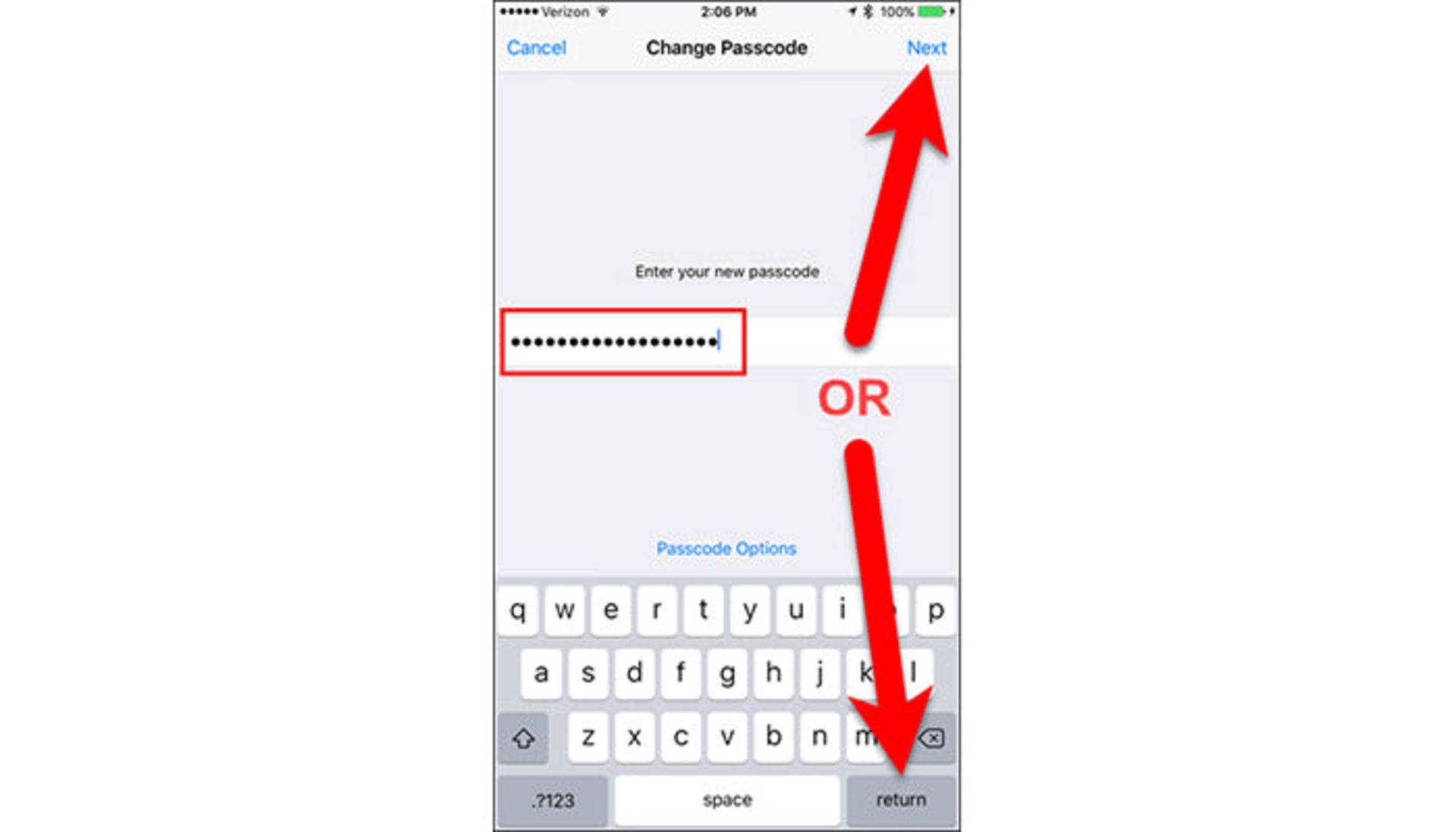 تعیین رمز عبور ترکیبی در آیفون