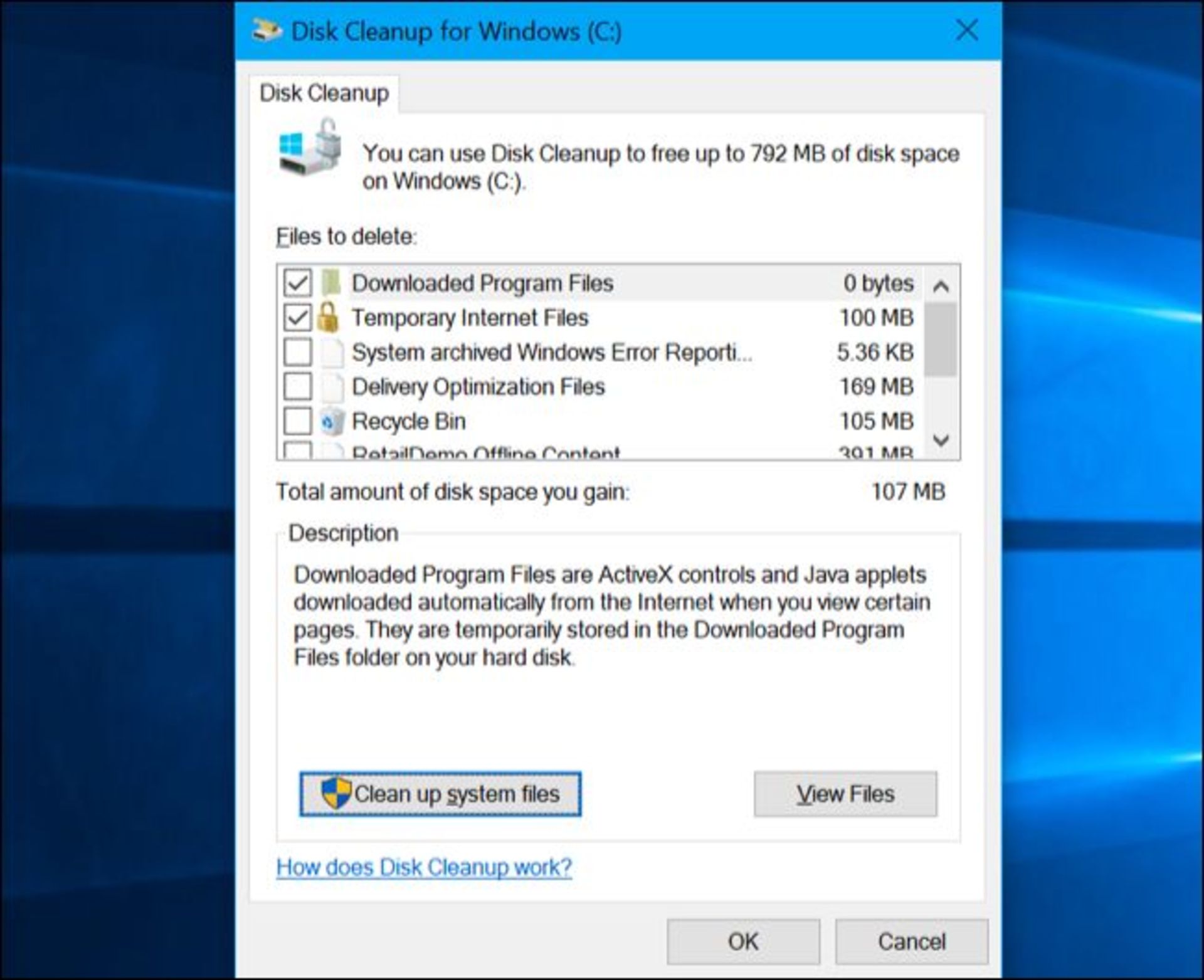disk cleanup