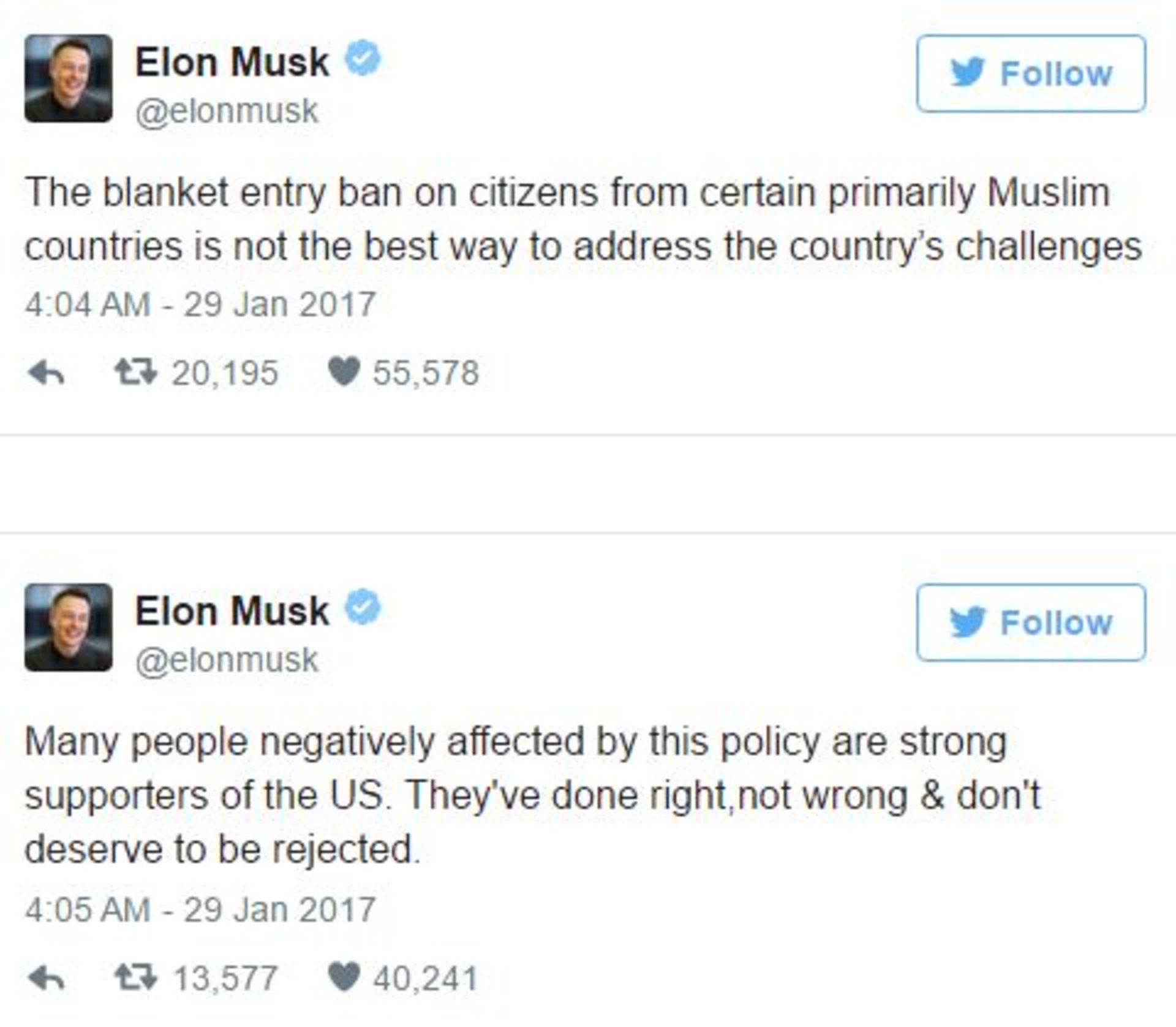 واکنش توییتری ایلان ماسک به اقدامات دونالد ترامپ