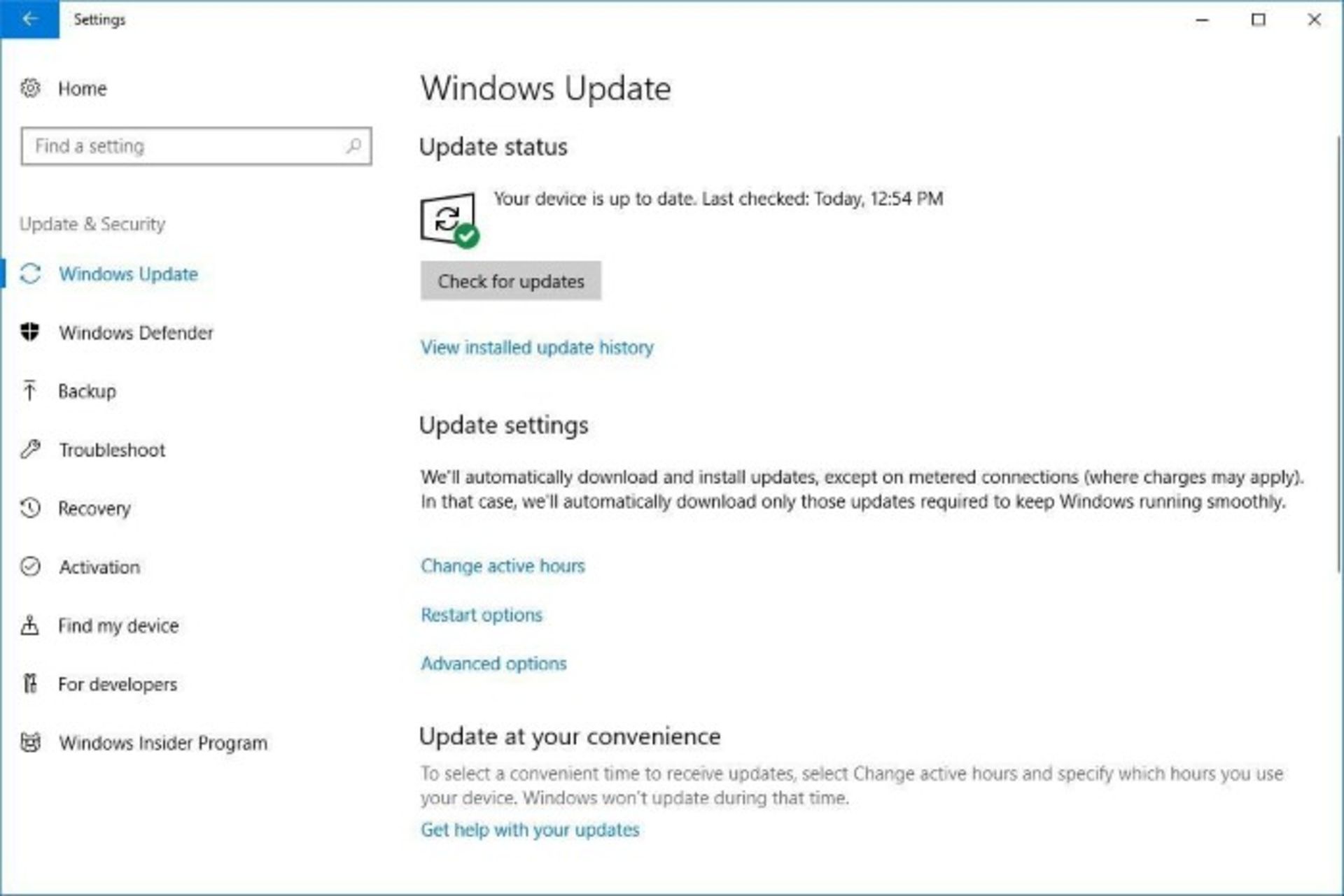 آپدیت ویندوز 10