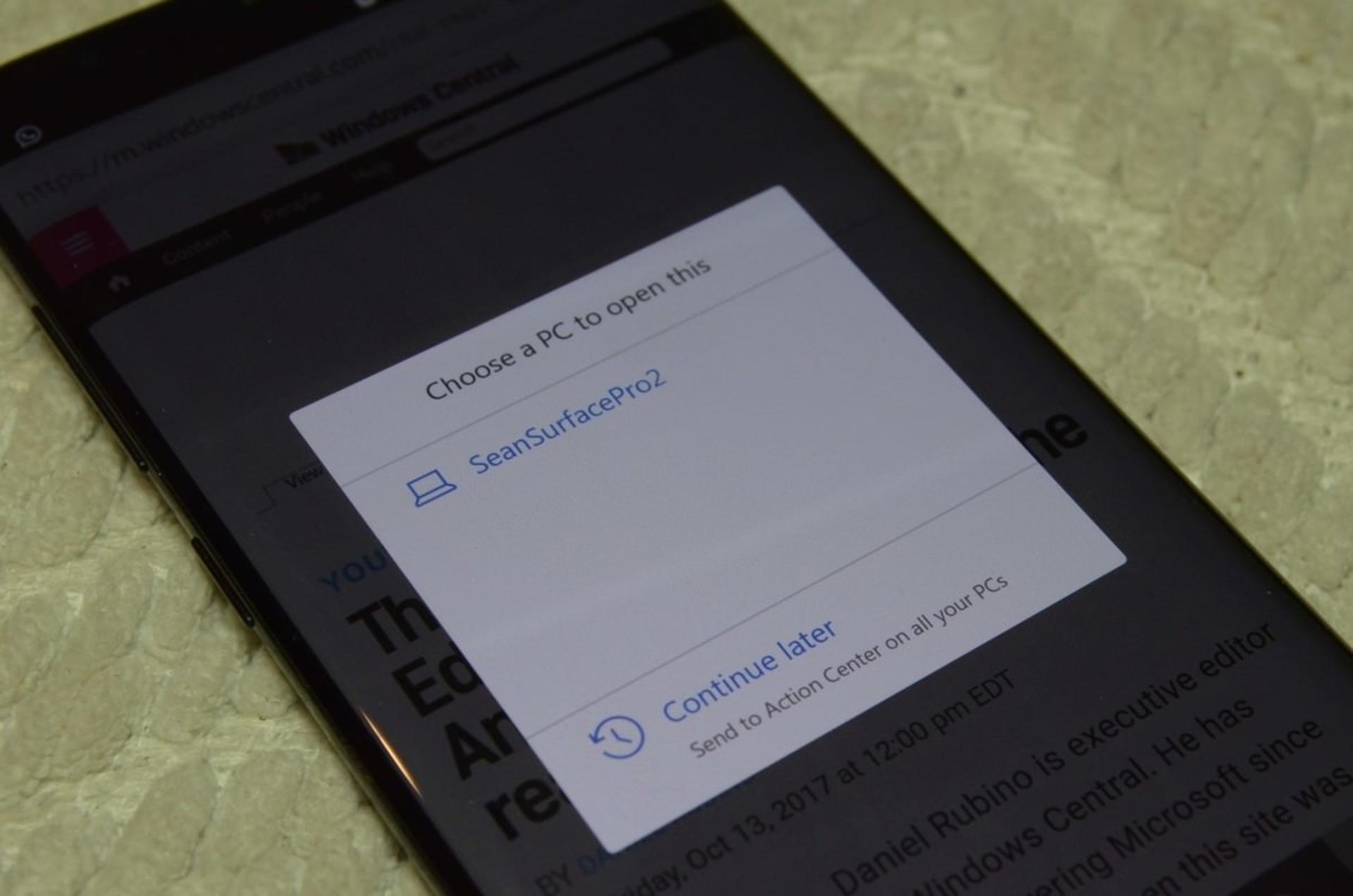 Edge on Android Continue on PC