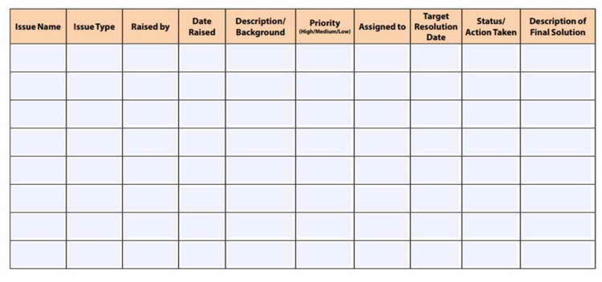 Issue log