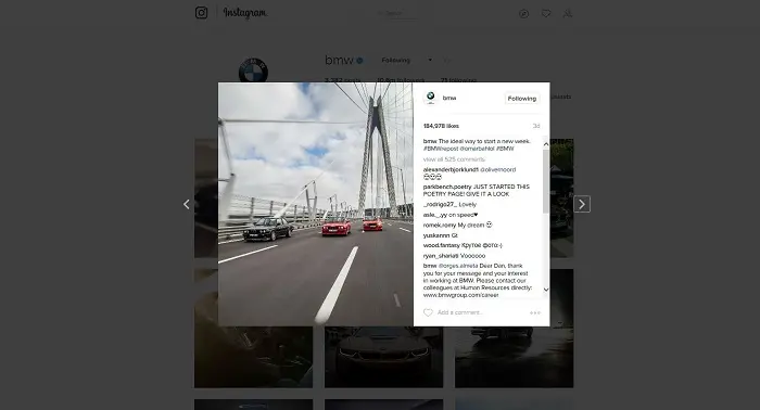 شبکه اجتماعی اینستاگرام BMW