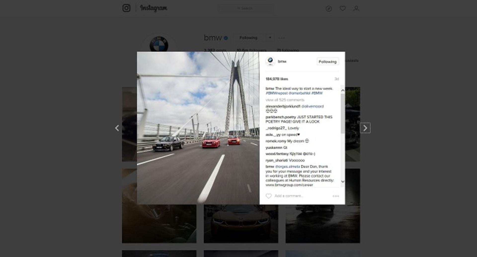 شبکه اجتماعی اینستاگرام BMW