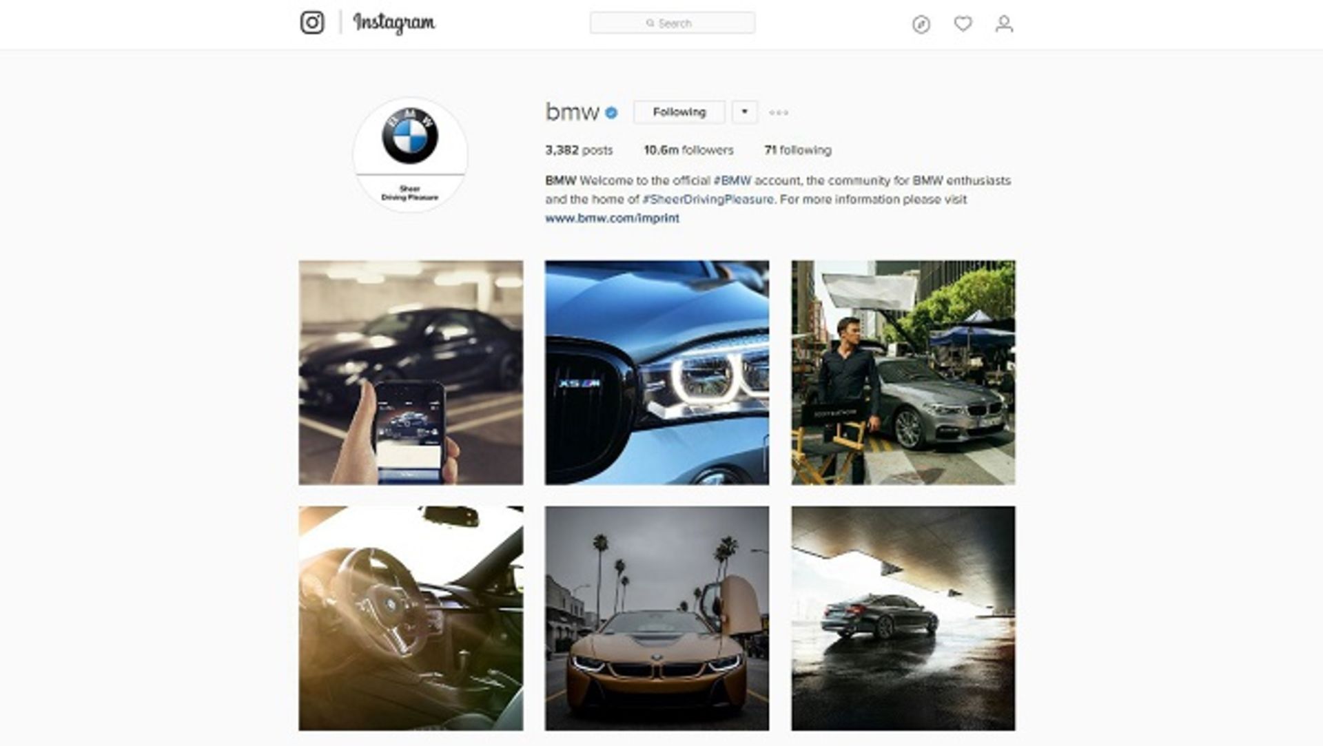 شبکه اجتماعی اینستاگرام BMW