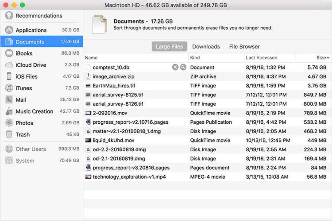 نرم افزار مدیریت حافظه macOS sierra
