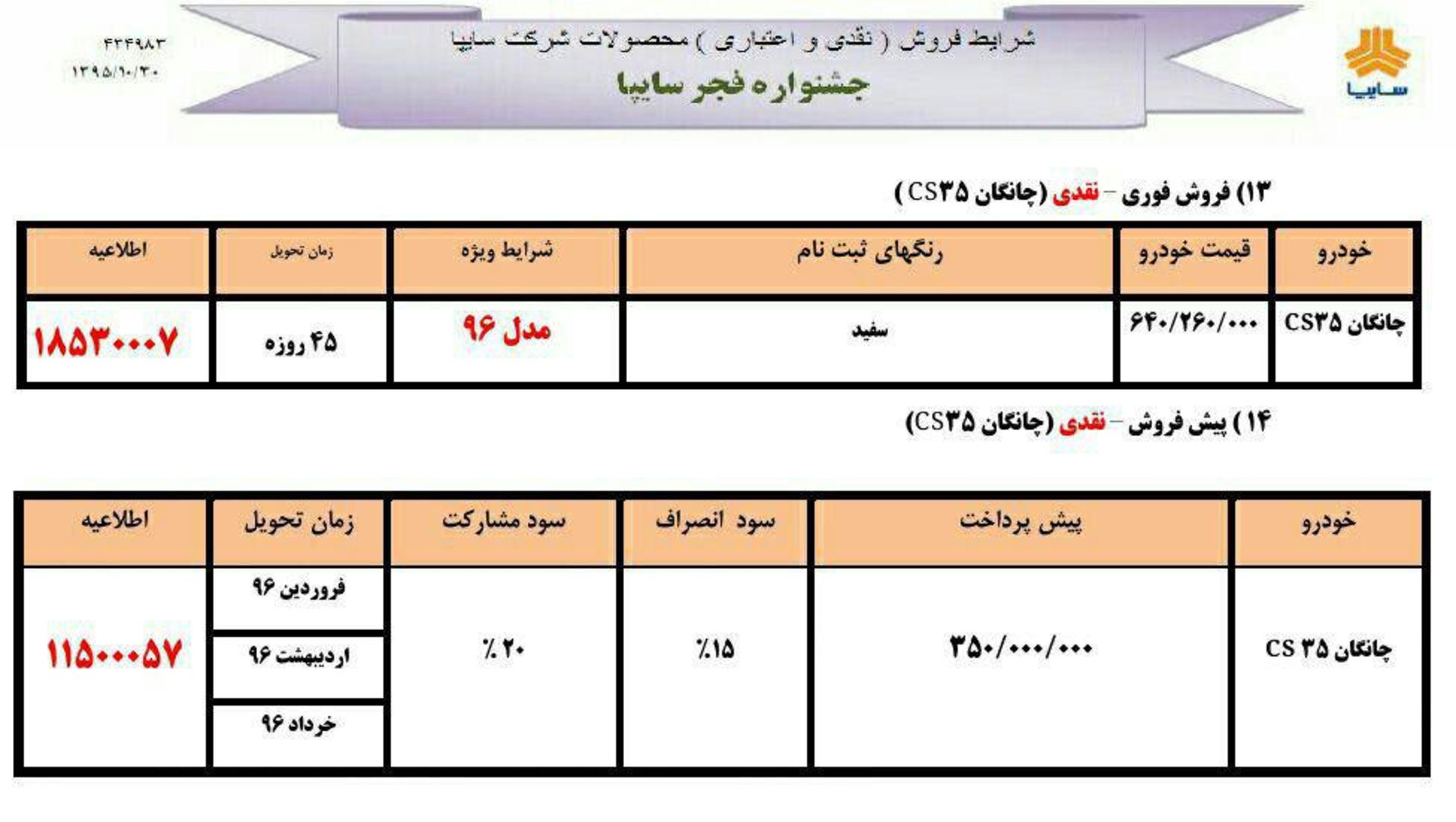شرایط فروش چانگان cs35