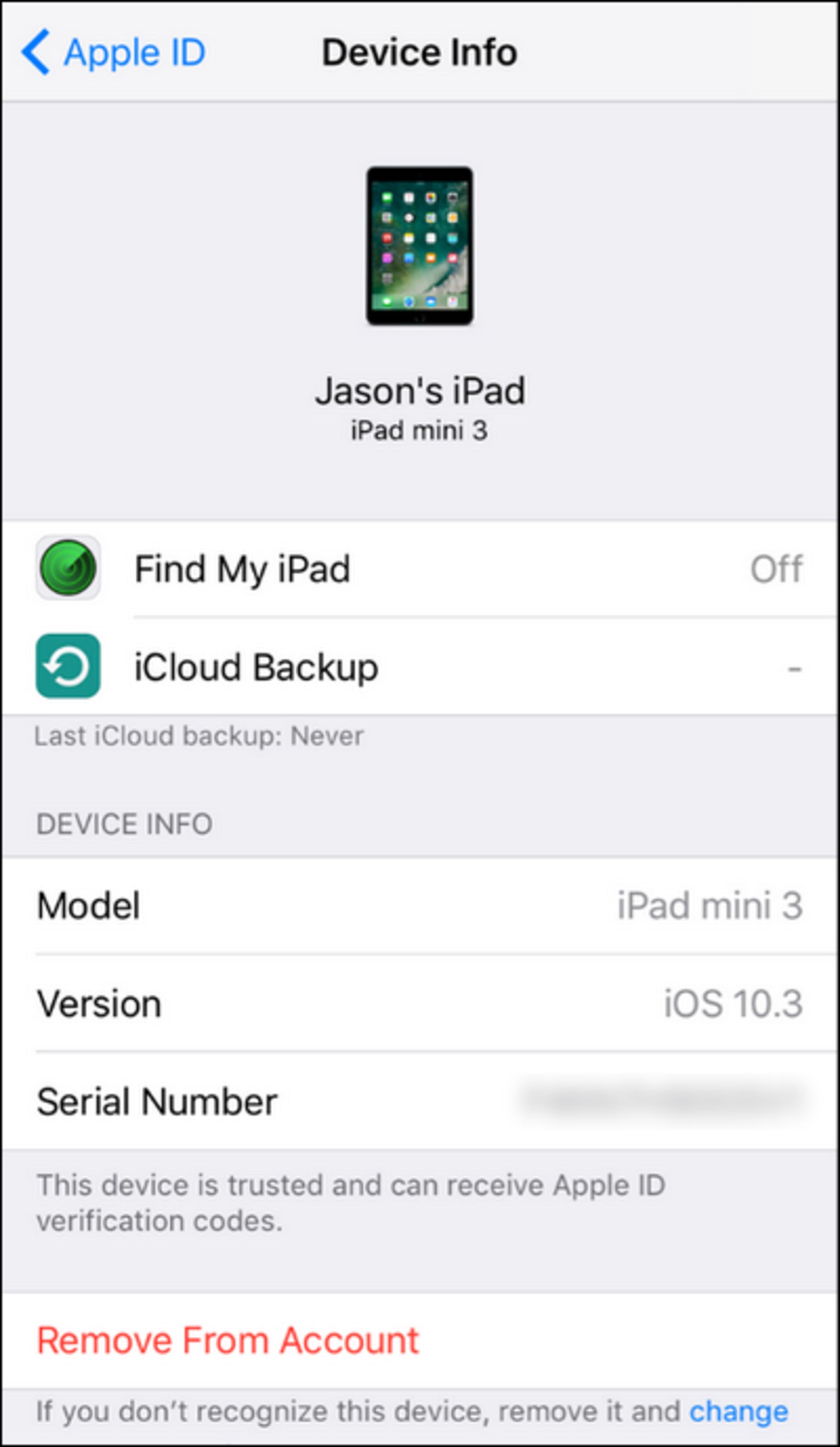 REMOVE FROM APPLE ID MENU