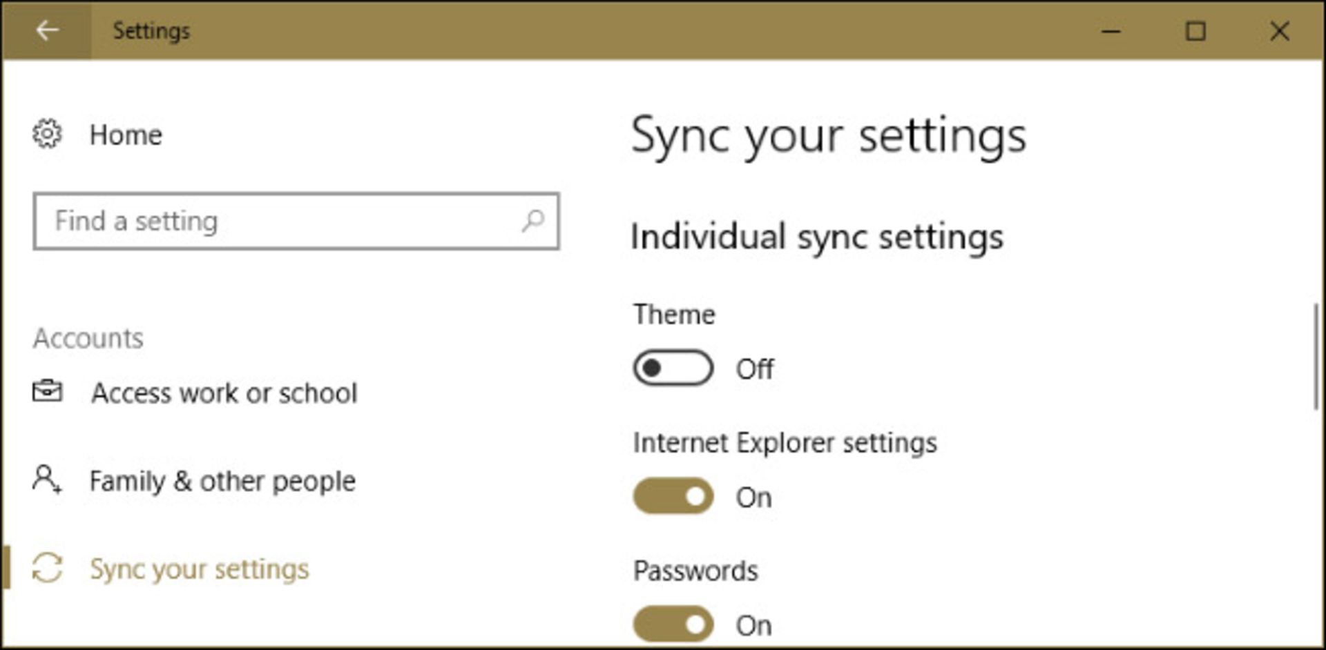 sync windows 10 theme
