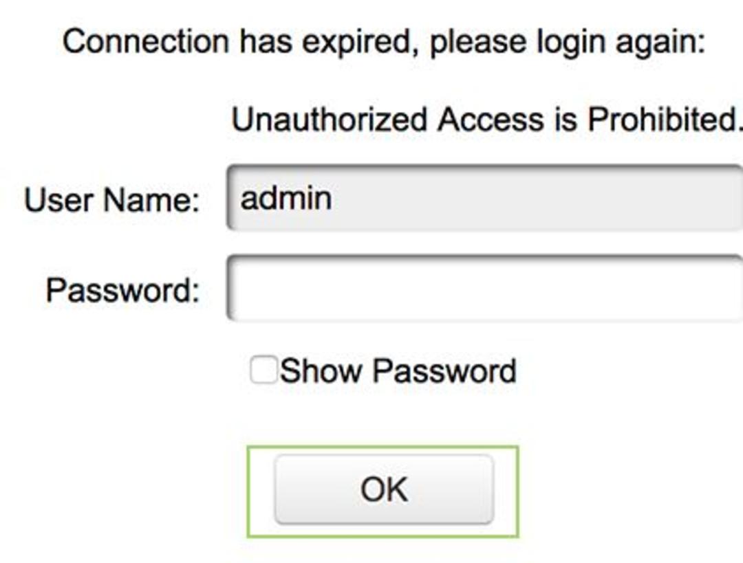 Log in and press the OK button