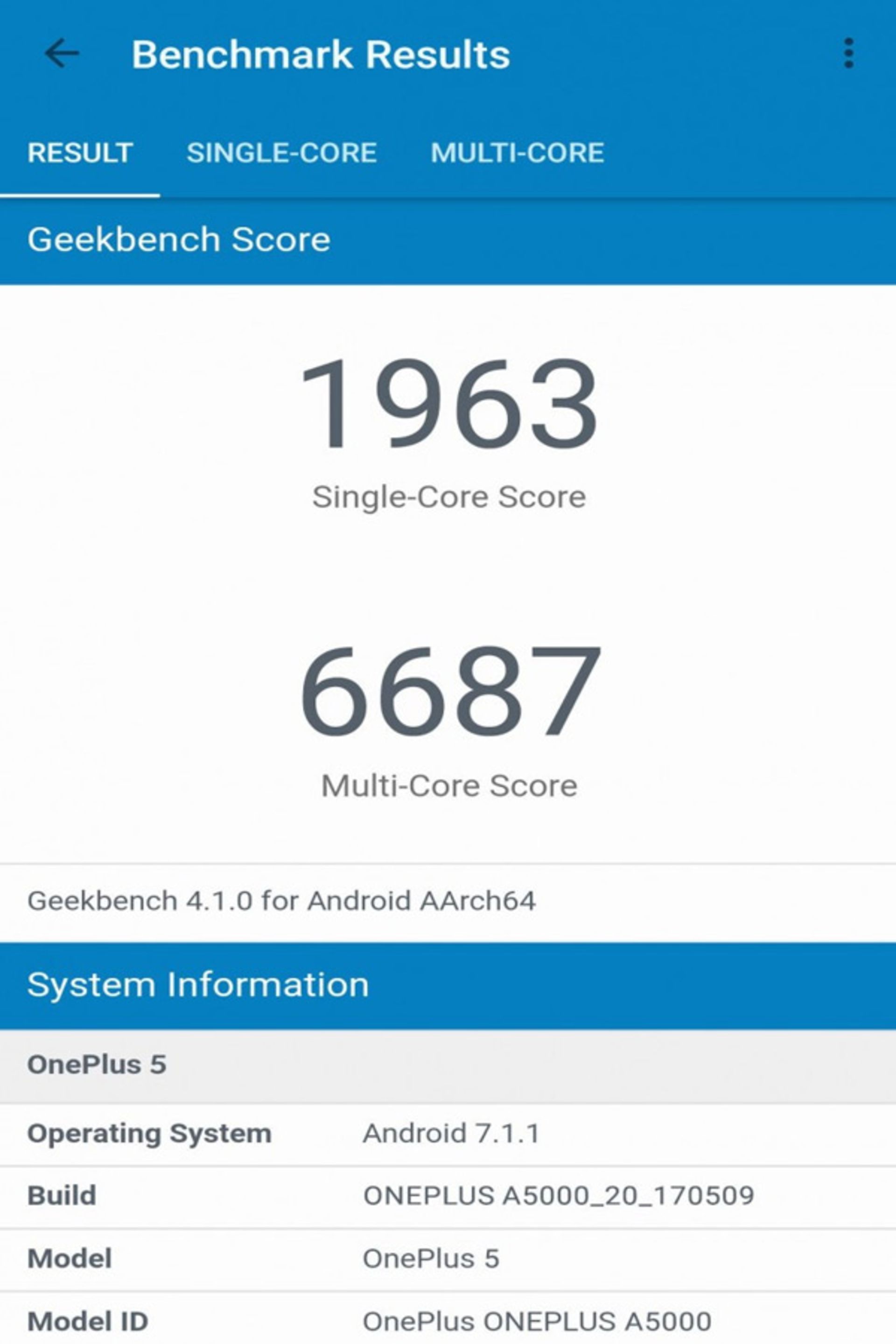 oneplus 5 geekbench