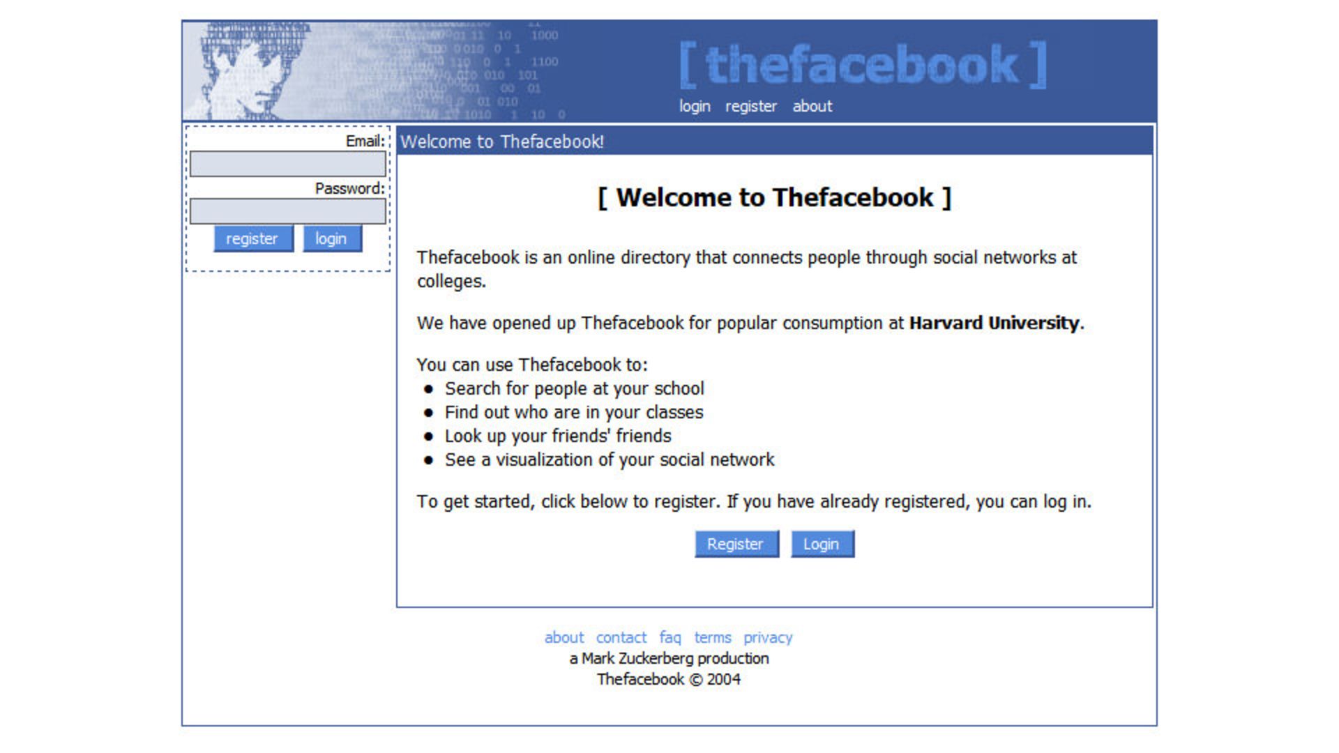 شبکه اجتماعی فیس‌بوک سال ۲۰۰۴